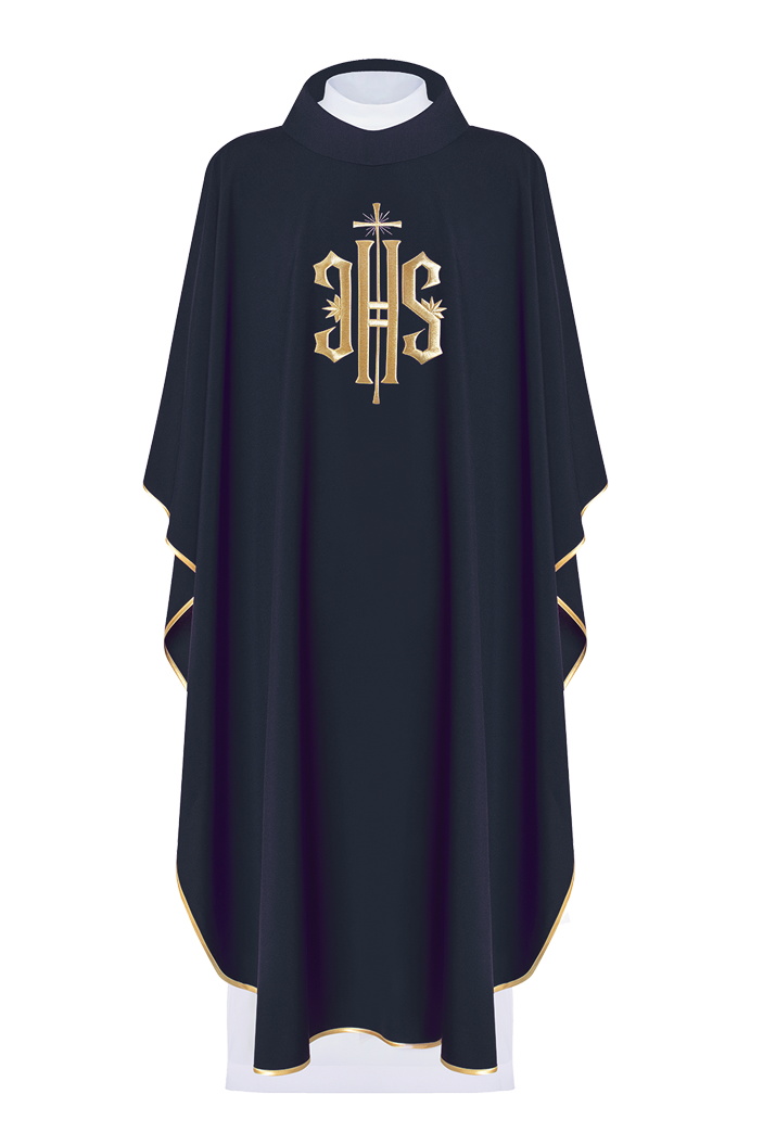 Chasuble noire avec symbole IHS