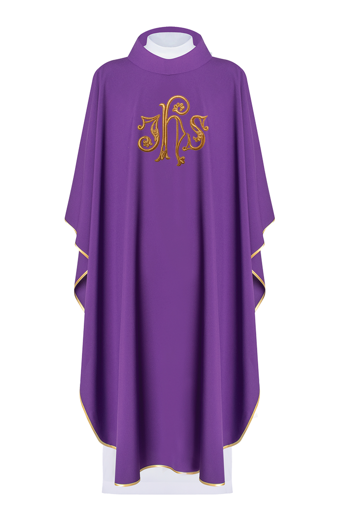 Violet Chasuble brodé du symbole IHS