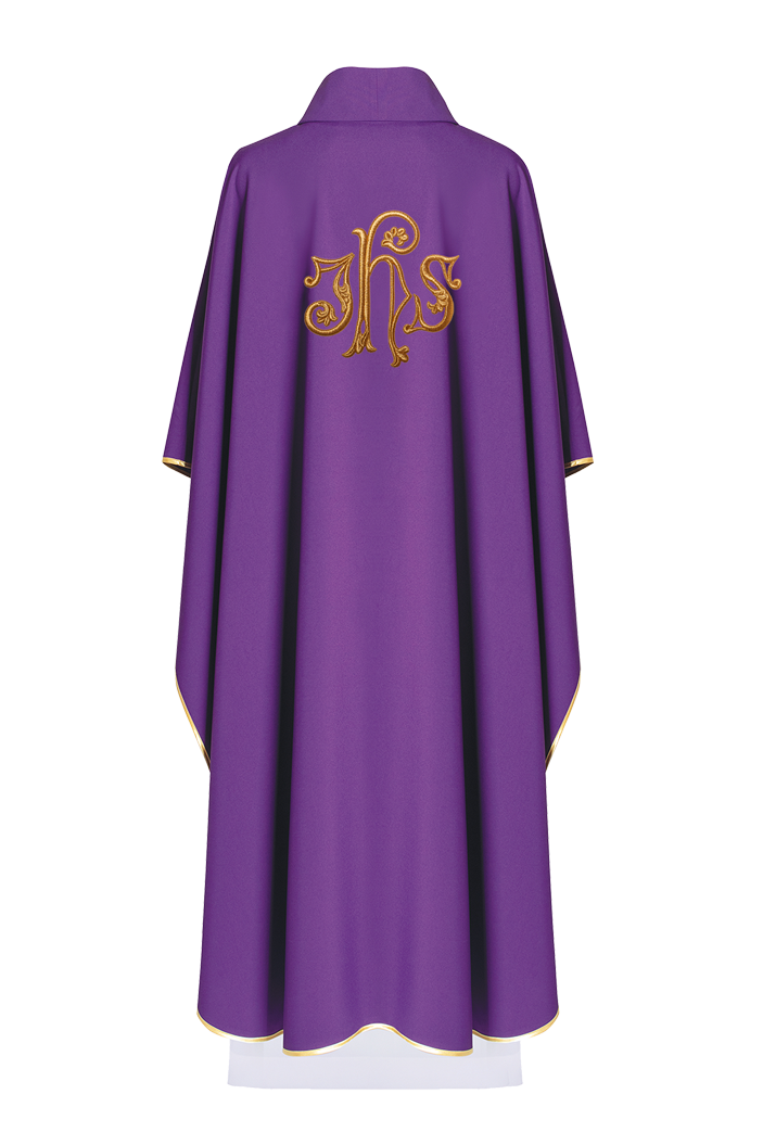 Violet Chasuble brodé du symbole IHS