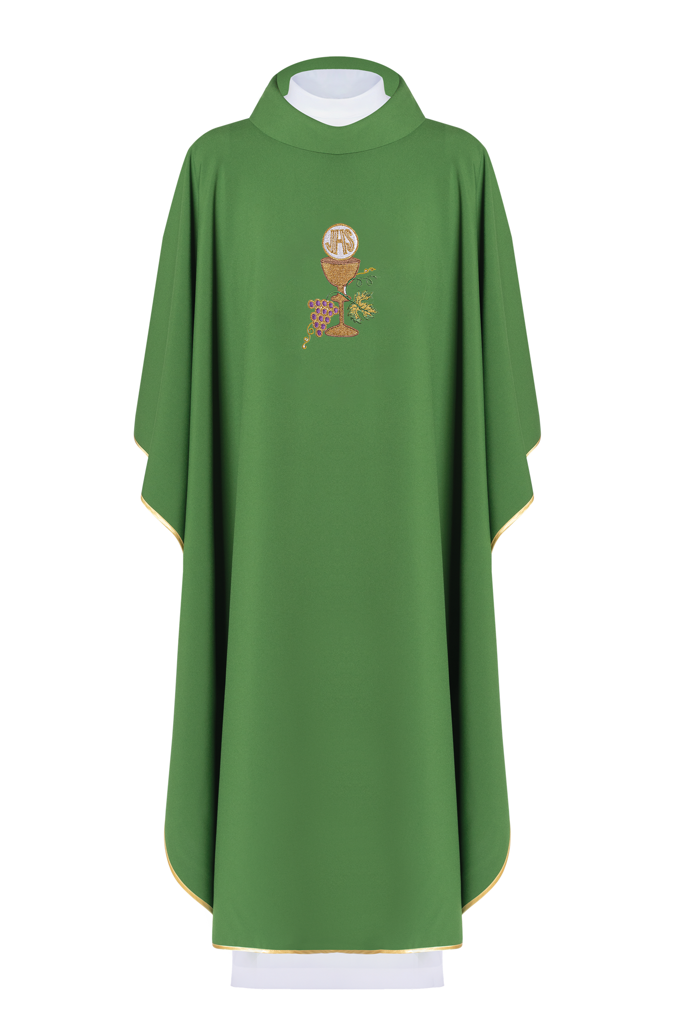 Chasuble brodée Calice vert Raisin