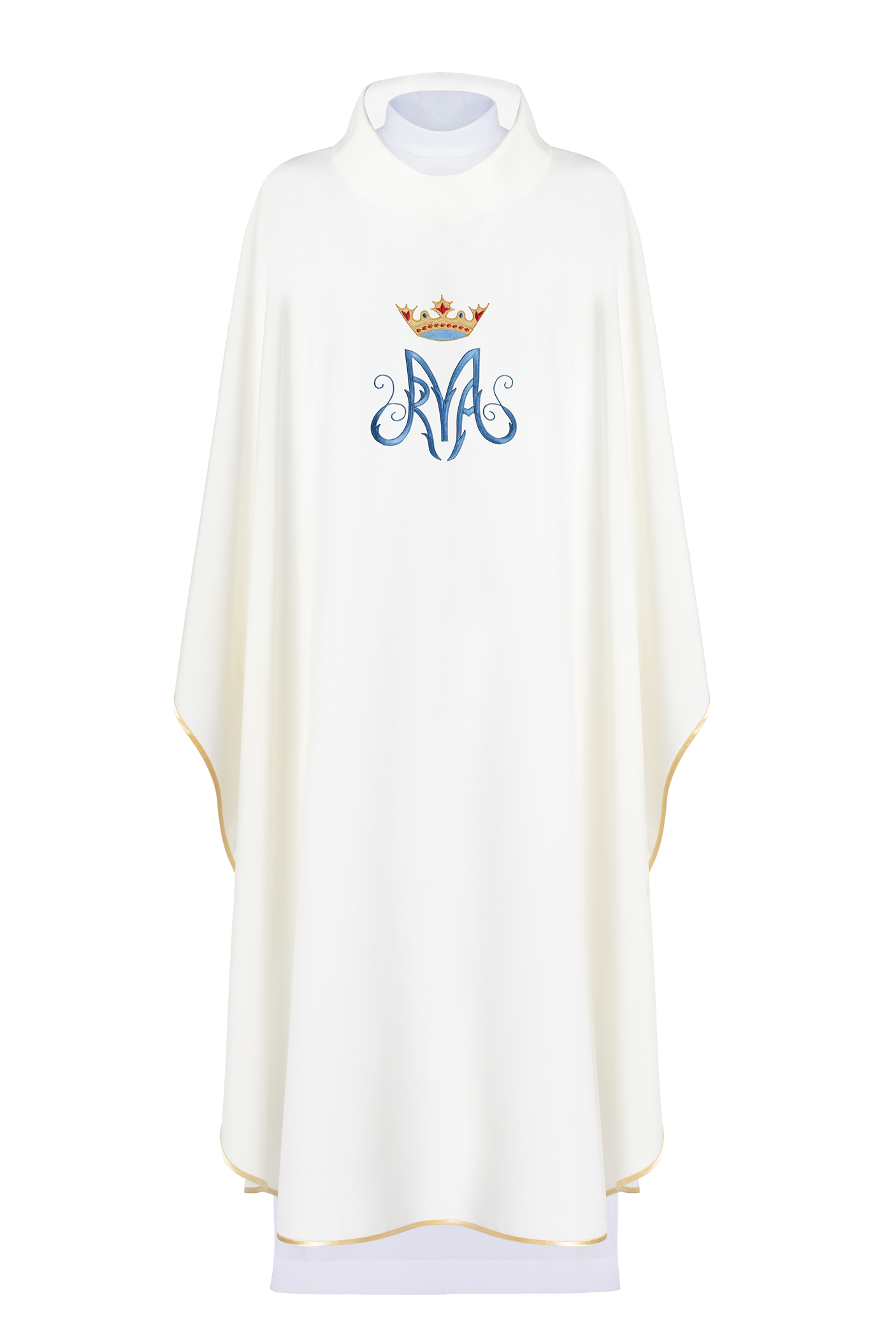 Chasuble liturgique mariale en écru