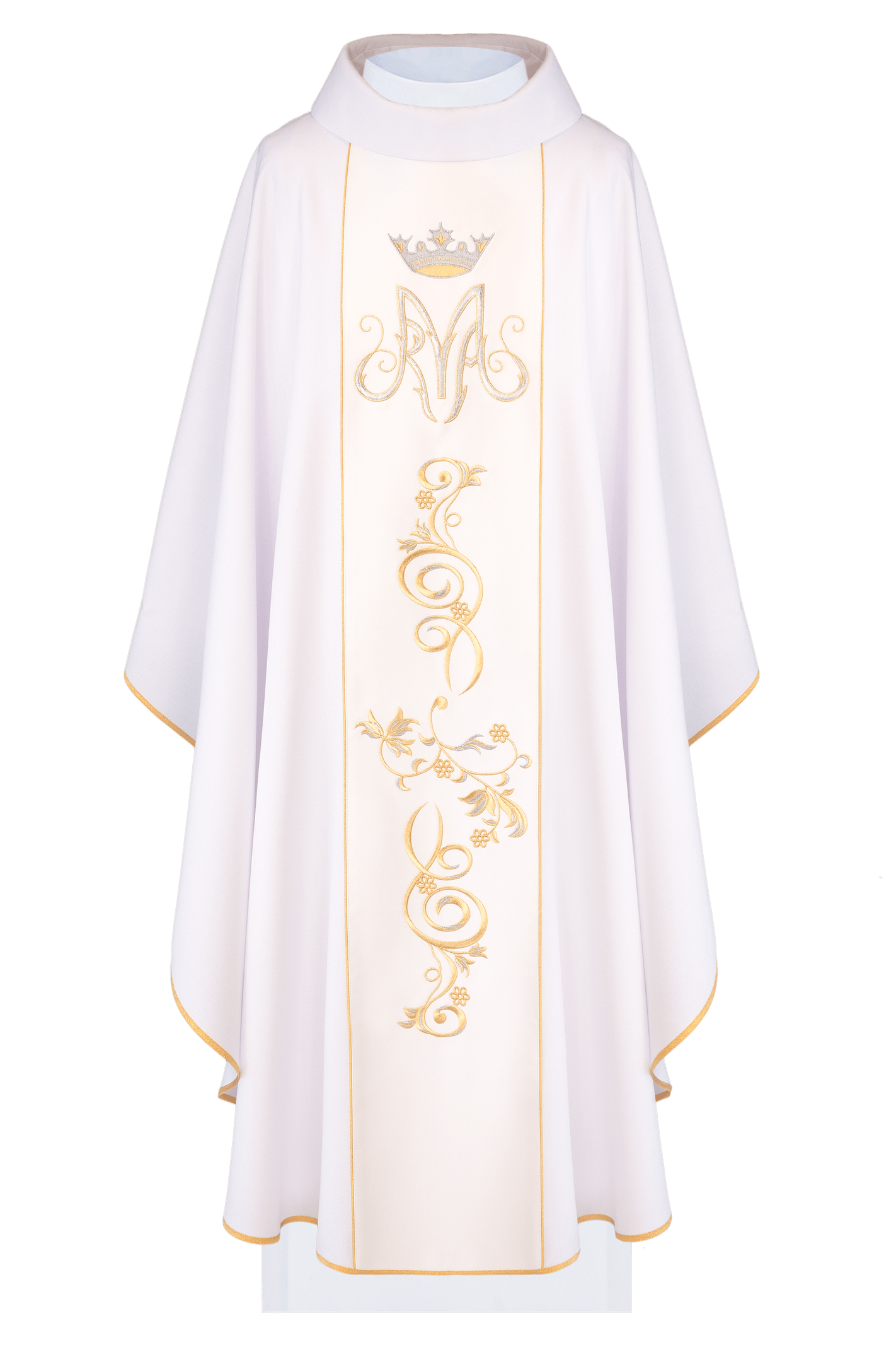 Chasuble liturgique mariale avec ceinture brodée