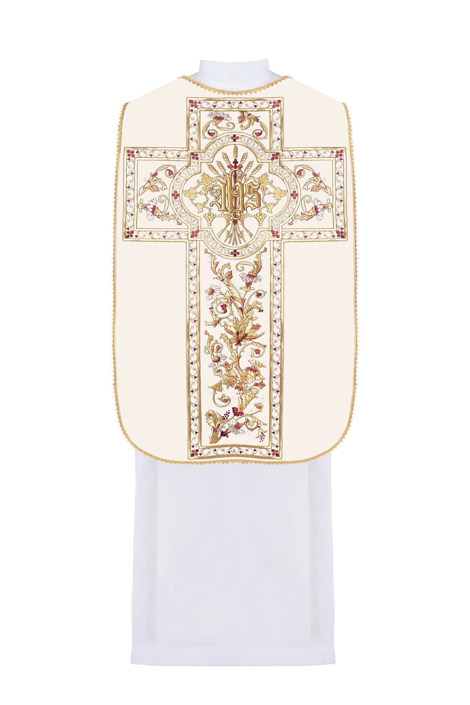 Chasuble romaine brodée d'un motif IHS