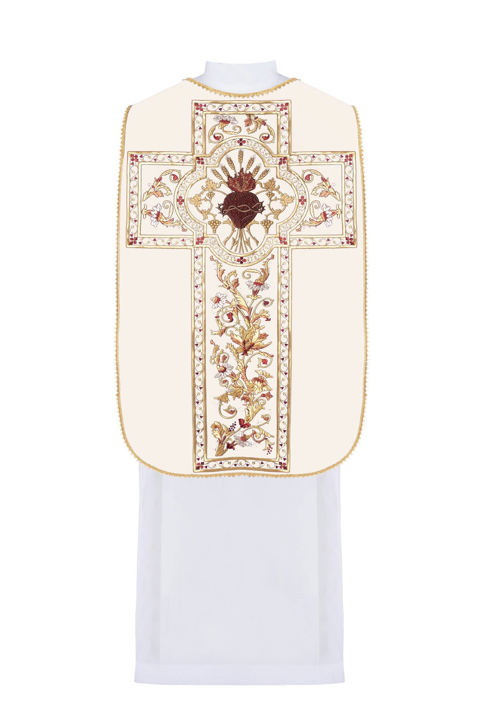 Chasuble romaine brodée du Cœur de Jésus-Christ