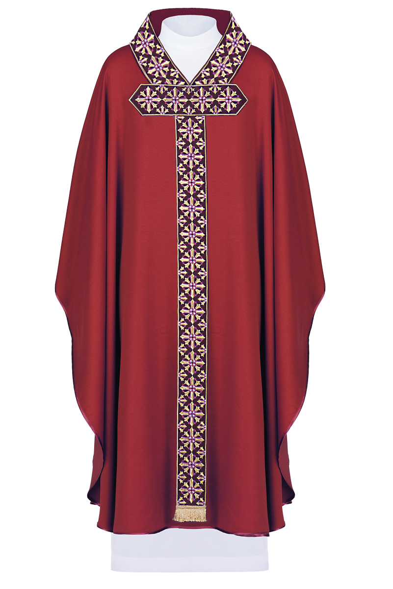 Chasuble avec broderie rouge vif