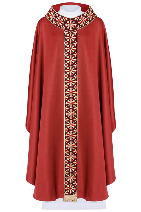 Chasuble avec broderie rouge vif