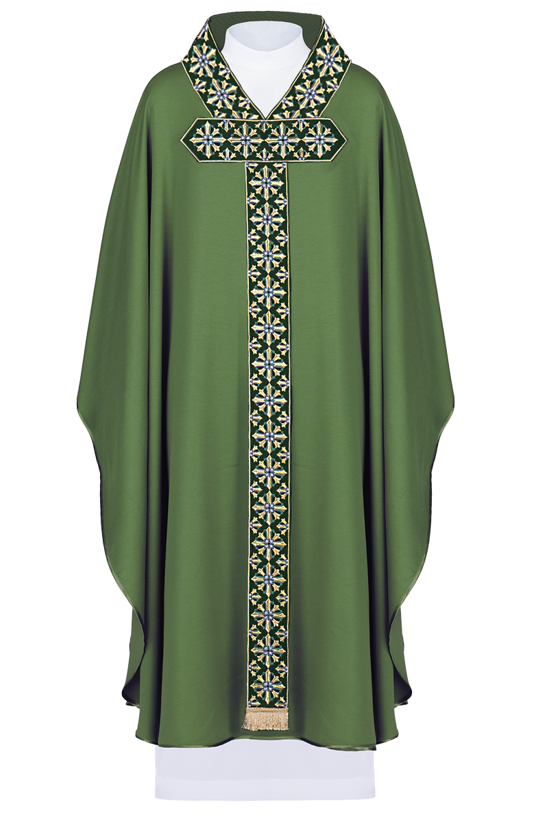 Chasuble avec broderie brillante en vert