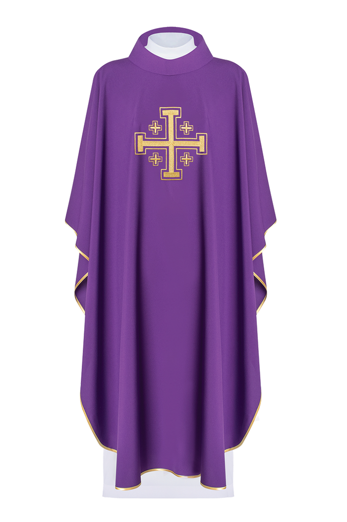 Chasuble violette avec croix de Jérusalem