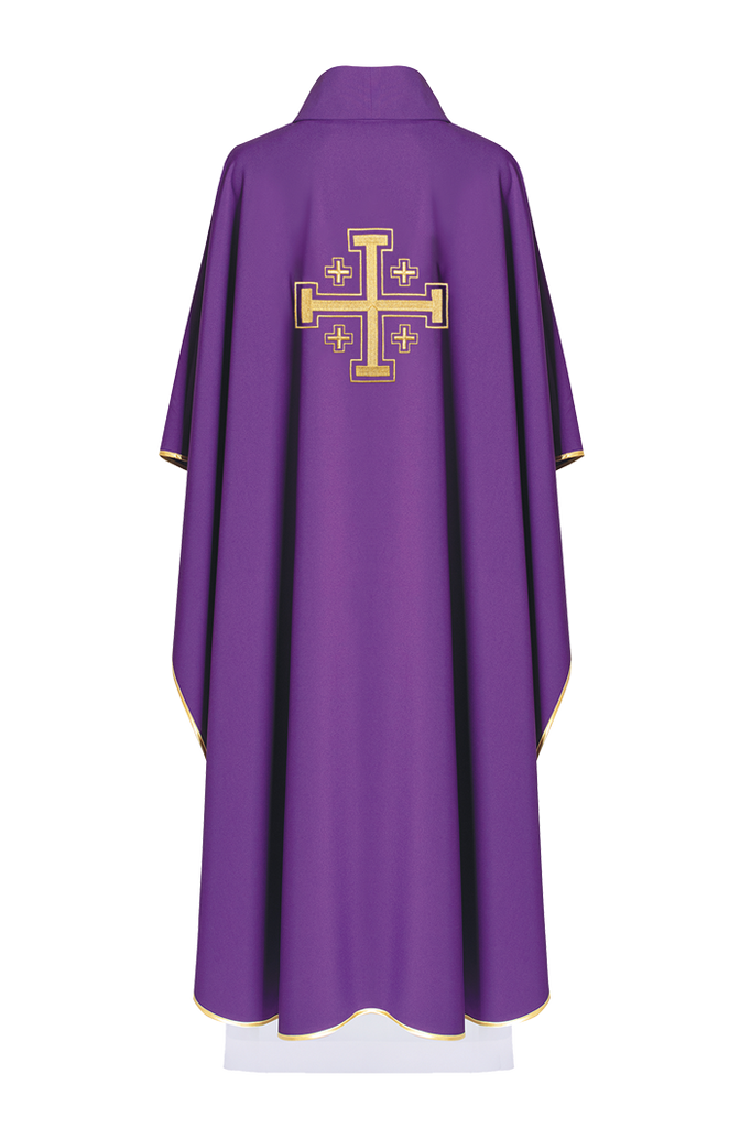 Chasuble violette avec croix de Jérusalem