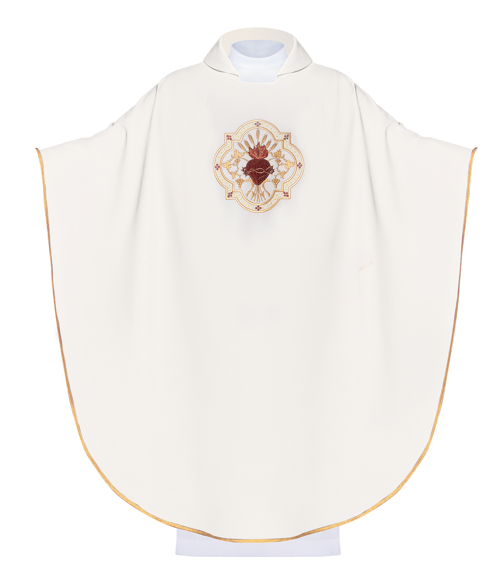 Chasuble brodée à large col Cœur de Jésus et calice