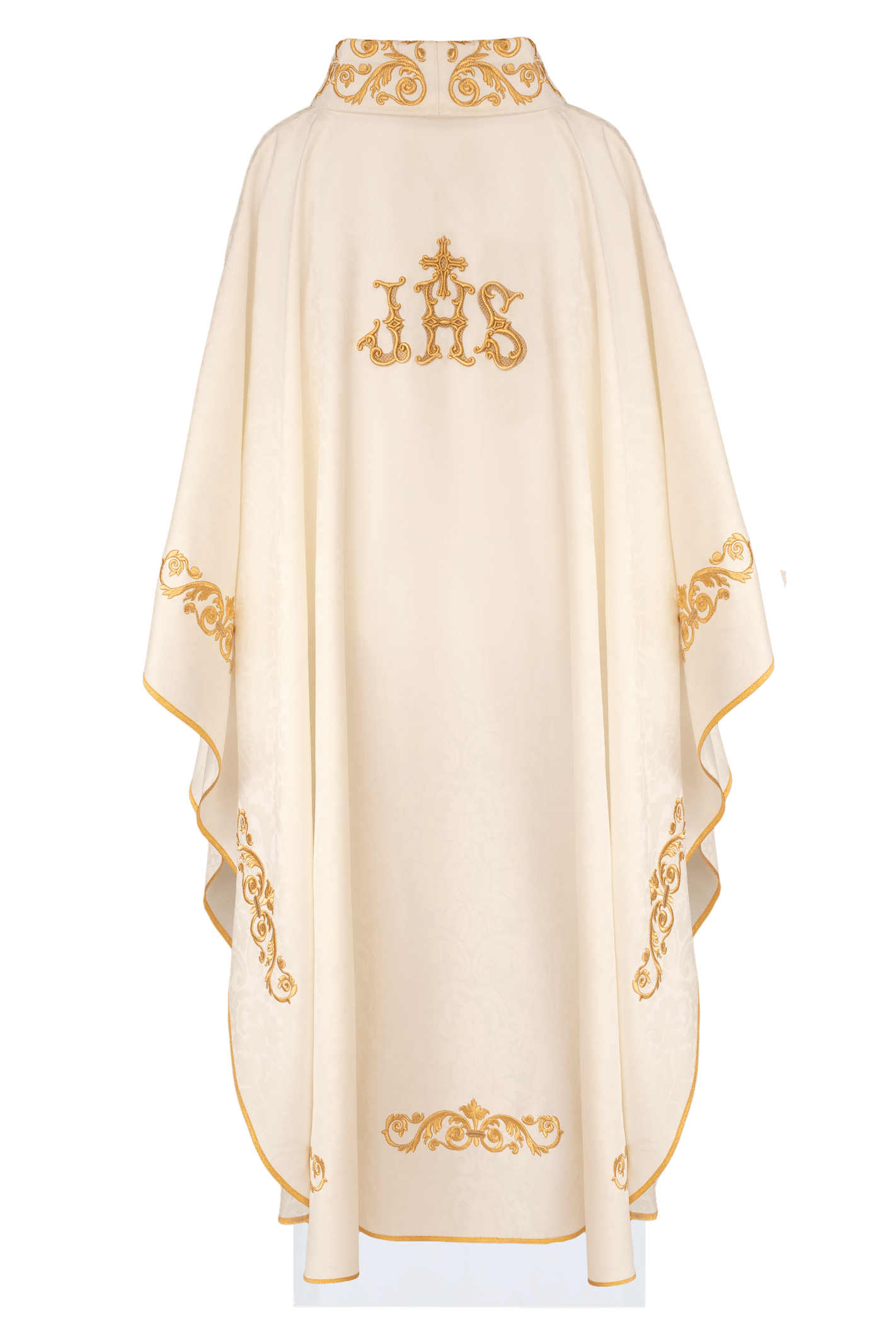 Chasuble avec bordure décorée et motif IHS