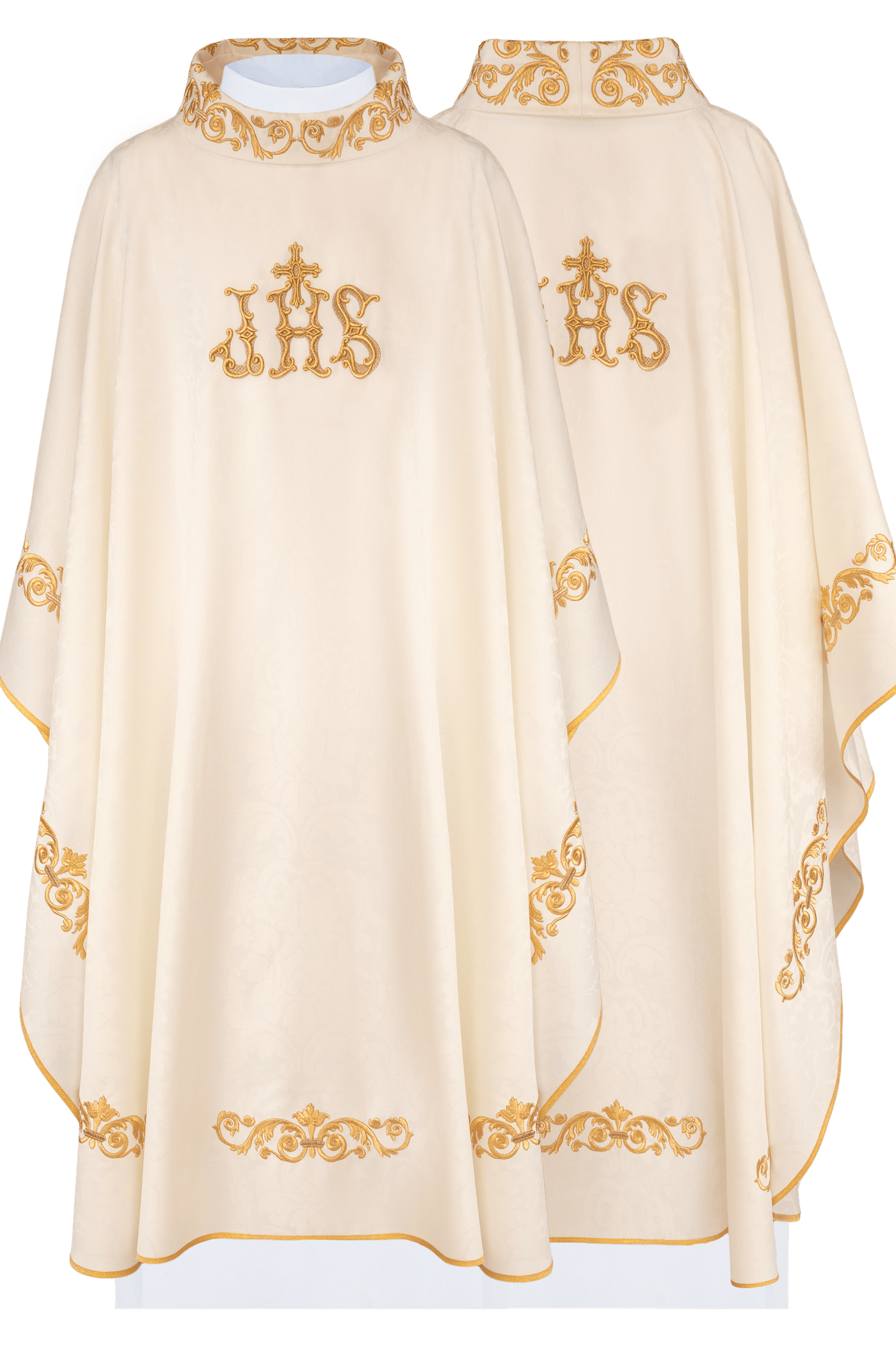 Chasuble avec bordure décorée et motif IHS