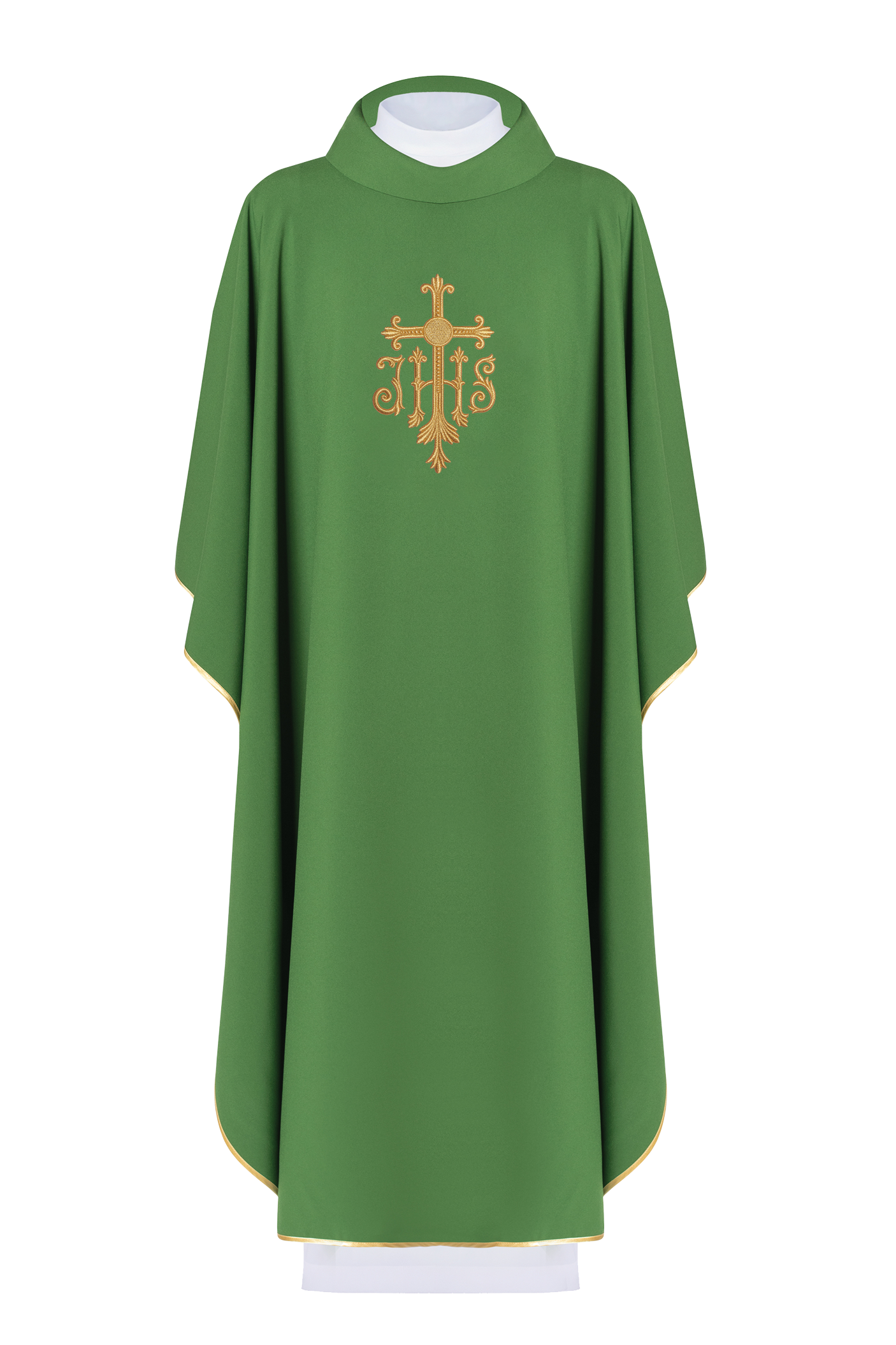 Chasuble verte JHS avec broderie en relief