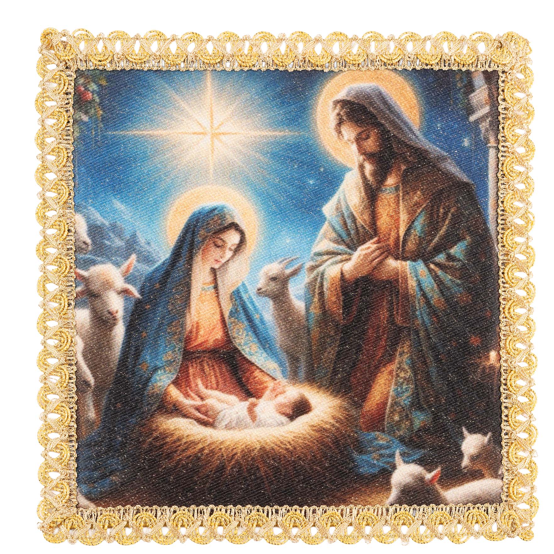 Palé de Noël avec l’image de la Sainte Famille KDT/5567/S/5 18*18 - CHASUBLES.FR