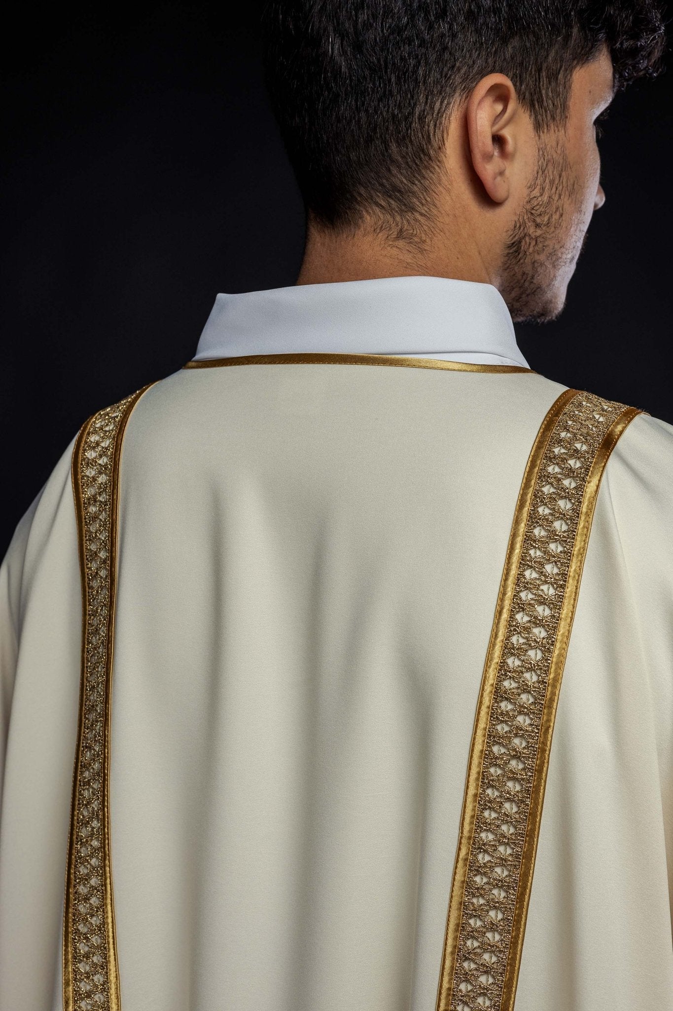 Rideau à rayures écrues et dorées KDL/394/05/53/B - CHASUBLES.FR