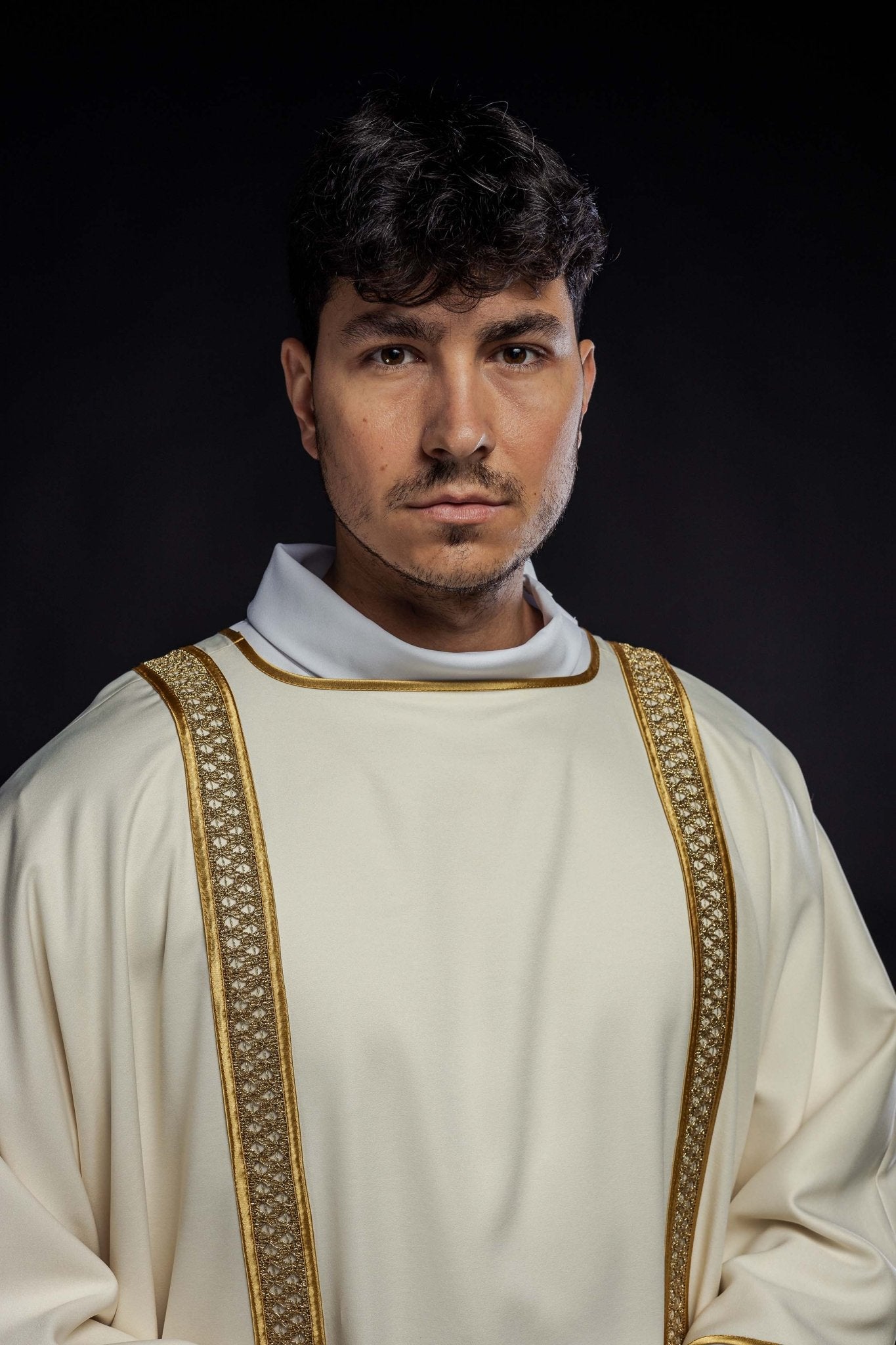 Rideau à rayures écrues et dorées KDL/394/05/53/B - CHASUBLES.FR