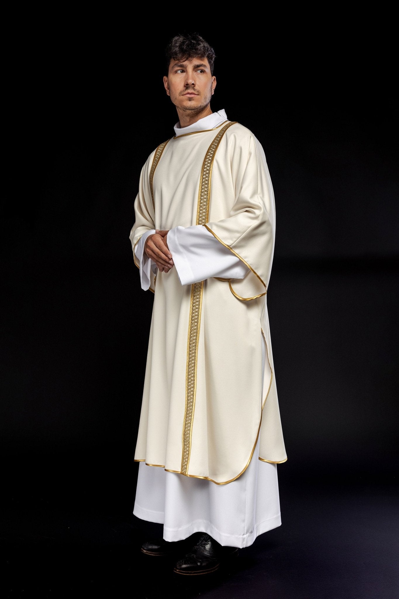 Rideau à rayures écrues et dorées KDL/394/05/53/B - CHASUBLES.FR