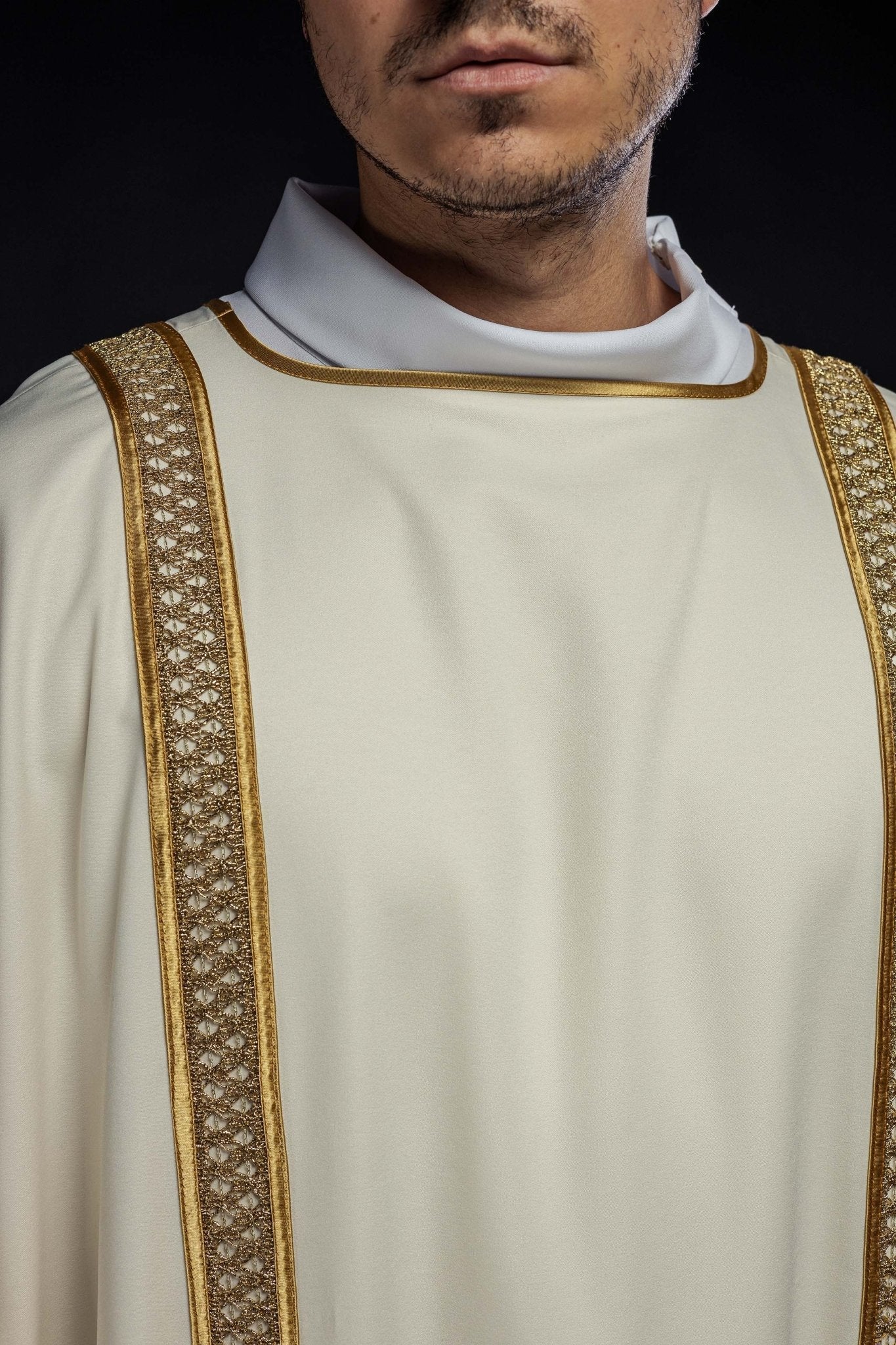 Rideau à rayures écrues et dorées KDL/394/05/53/B - CHASUBLES.FR