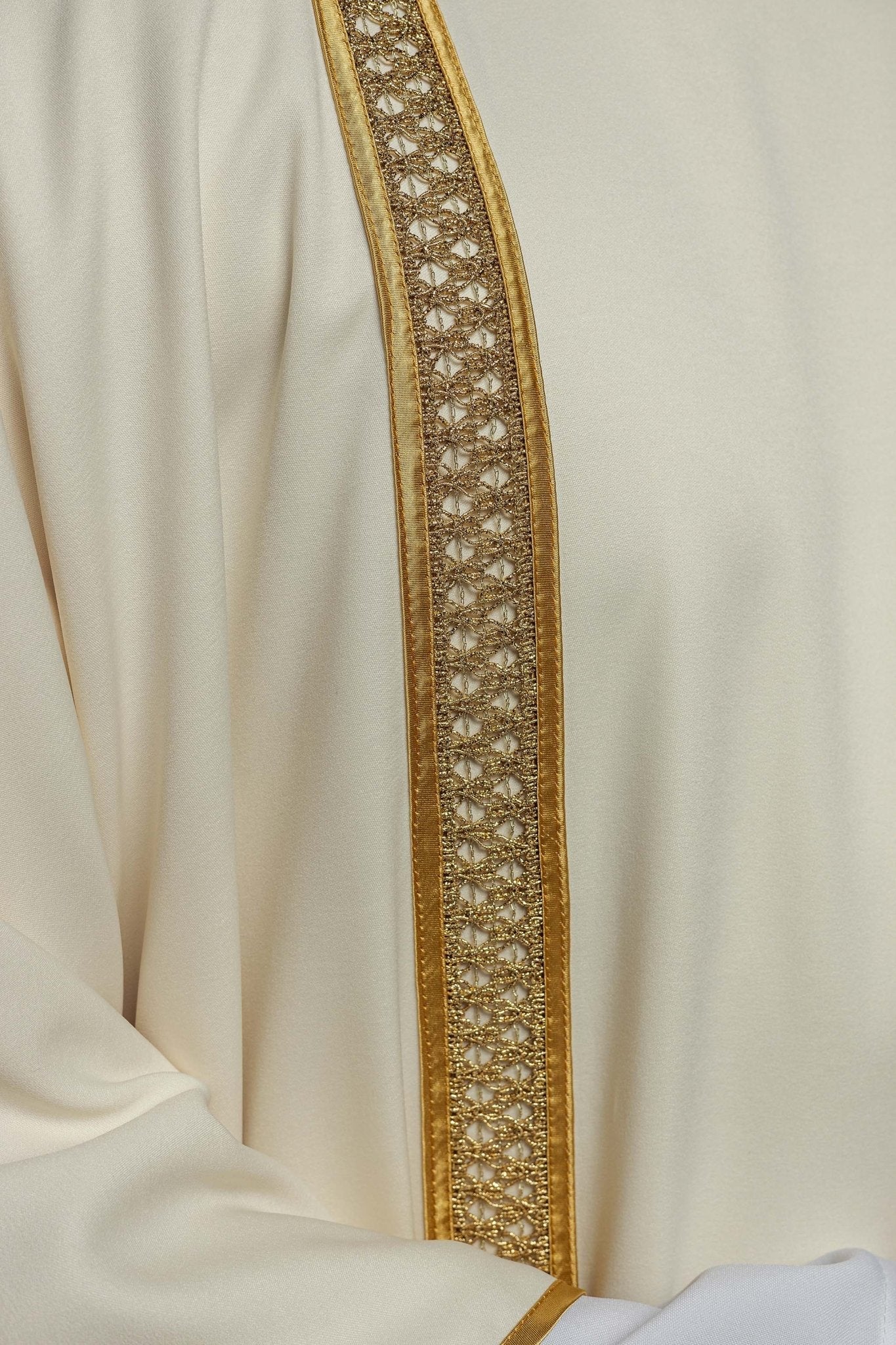 Rideau à rayures écrues et dorées KDL/394/05/53/B - CHASUBLES.FR