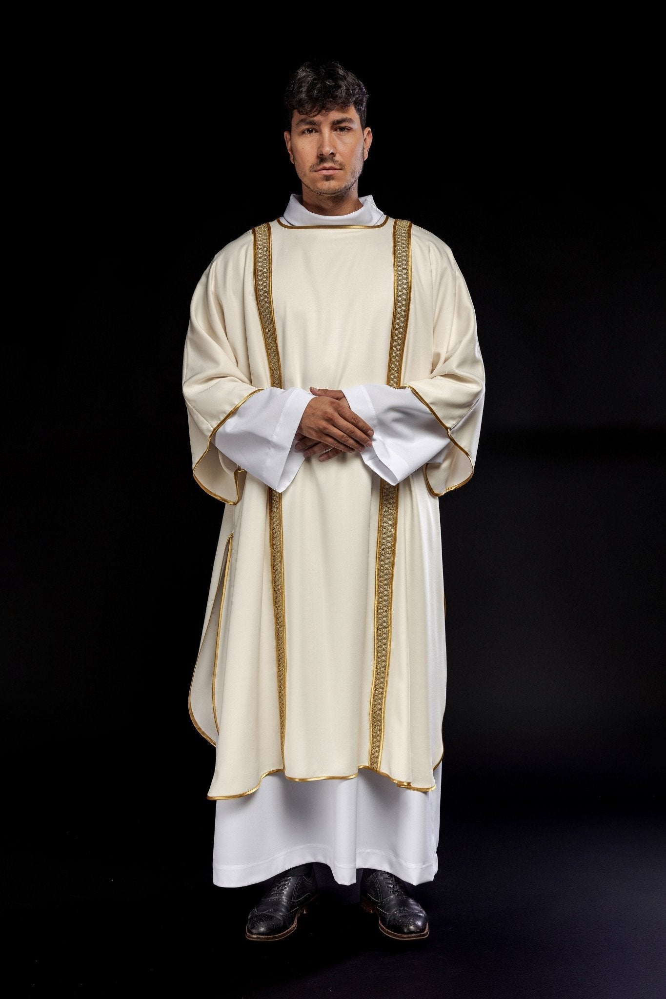 Rideau à rayures écrues et dorées KDL/394/05/53/B - CHASUBLES.FR