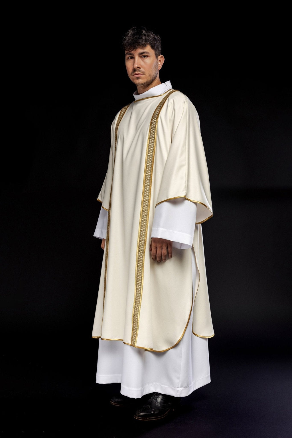 Rideau à rayures écrues et dorées KDL/394/05/53/B - CHASUBLES.FR