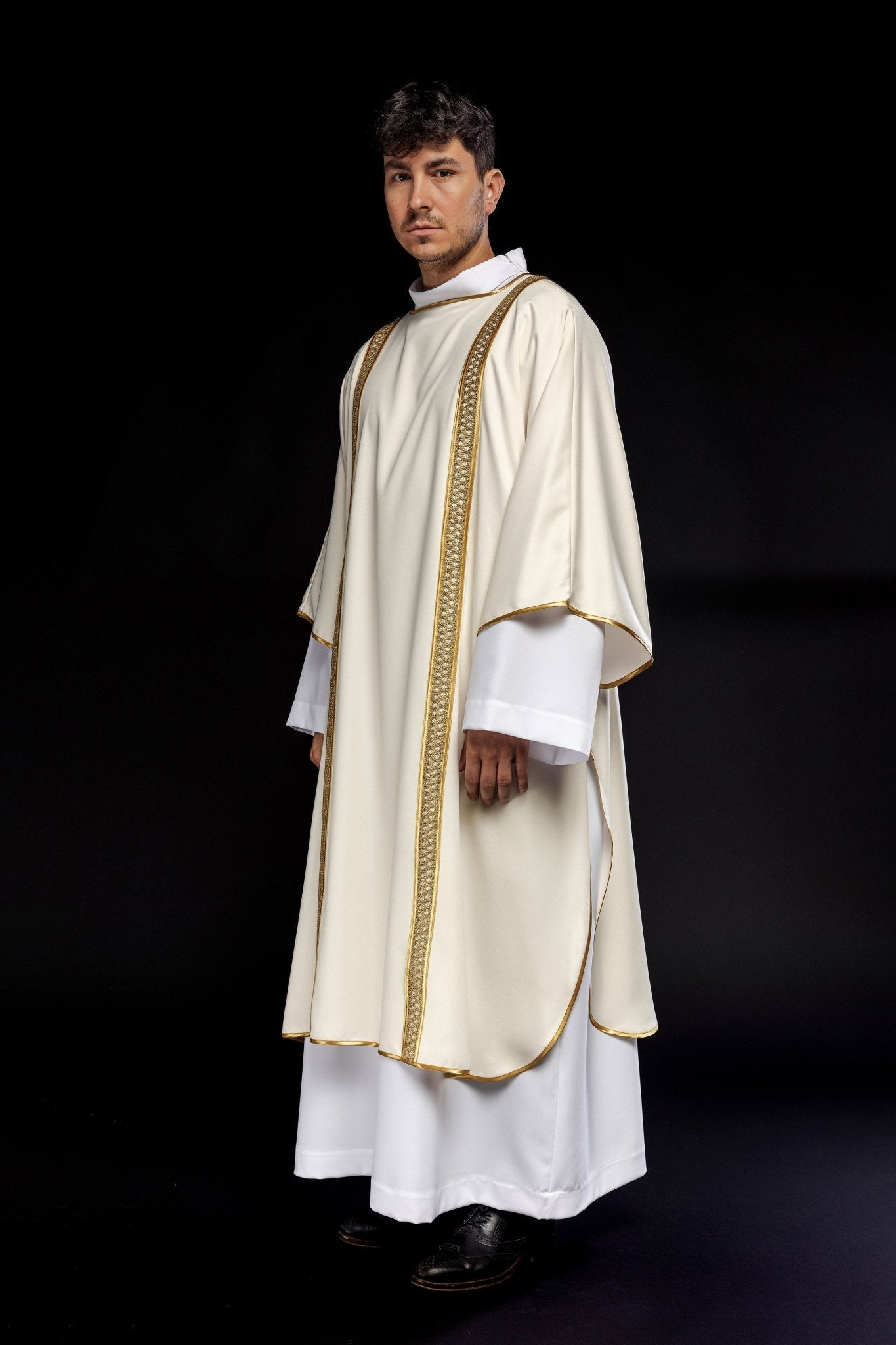 Rideau à rayures écrues et dorées KDL/394/05/53/B - CHASUBLES.FR