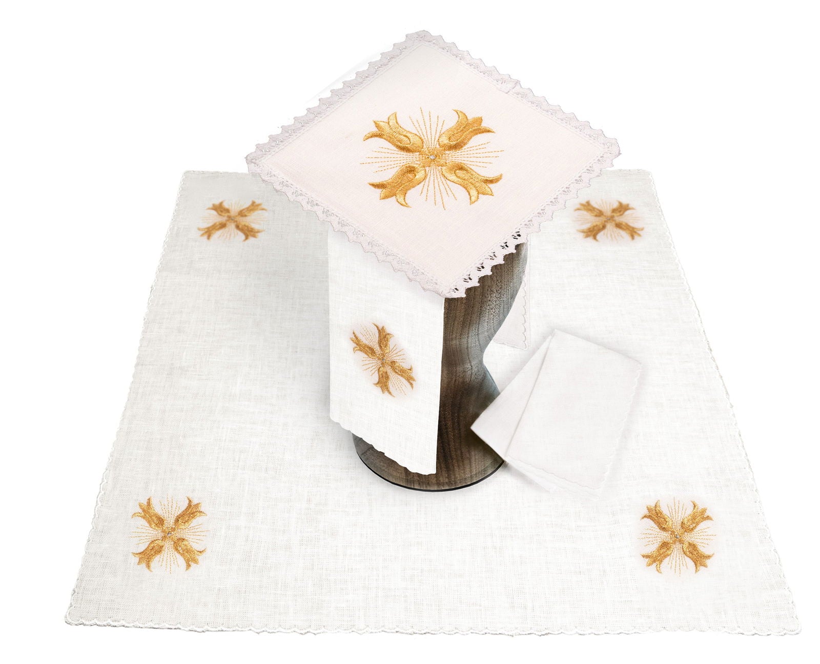 Set de calice en lin avec broderie eucharistique KKL/062/04/LEN - CHASUBLES.FR
