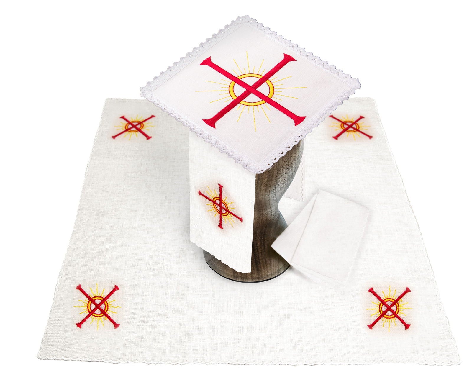 Set de calice en lin avec broderie eucharistique KKL/087/04/LEN - CHASUBLES.FR
