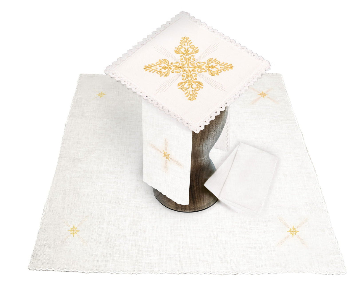 Set de calice en lin avec broderie eucharistique KKL/096/04/LEN - CHASUBLES.FR