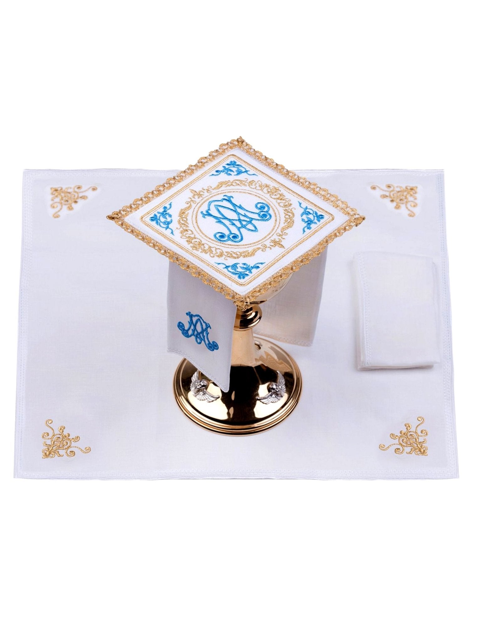 Set de calice en lin avec broderie eucharistique Marianne S - 5016 - CHASUBLES.FR