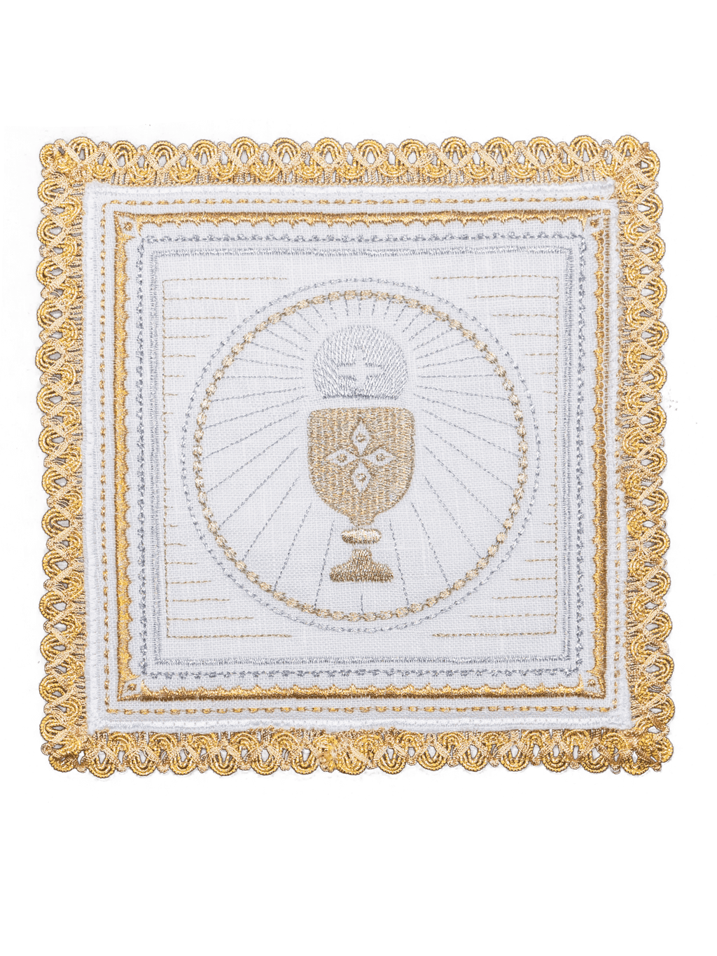 Set de calice en lin avec motif de calice et d'hostie S - 5027 - CHASUBLES.FR
