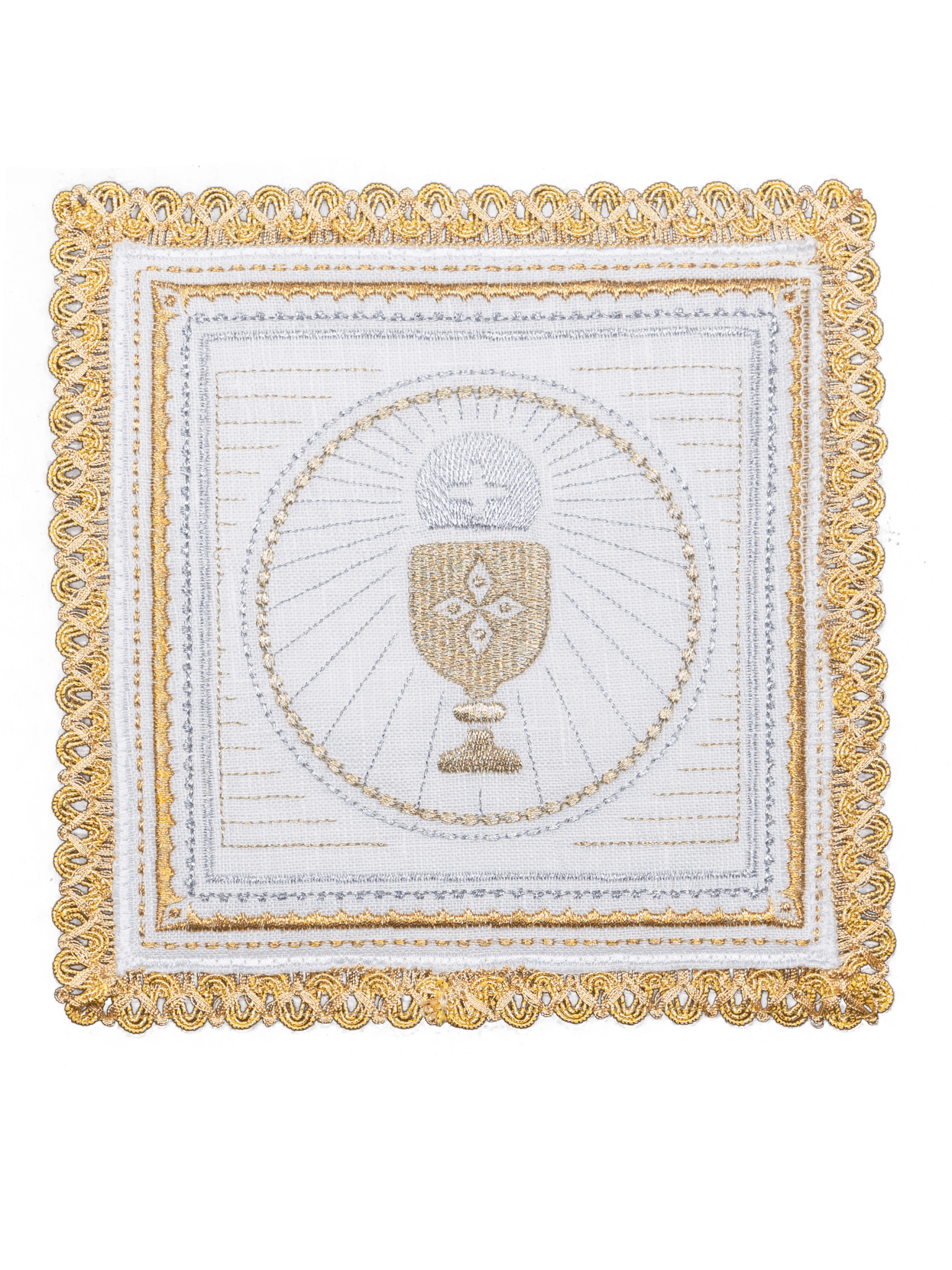 Set de calice en lin avec motif de calice et d'hostie S - 5027 - CHASUBLES.FR