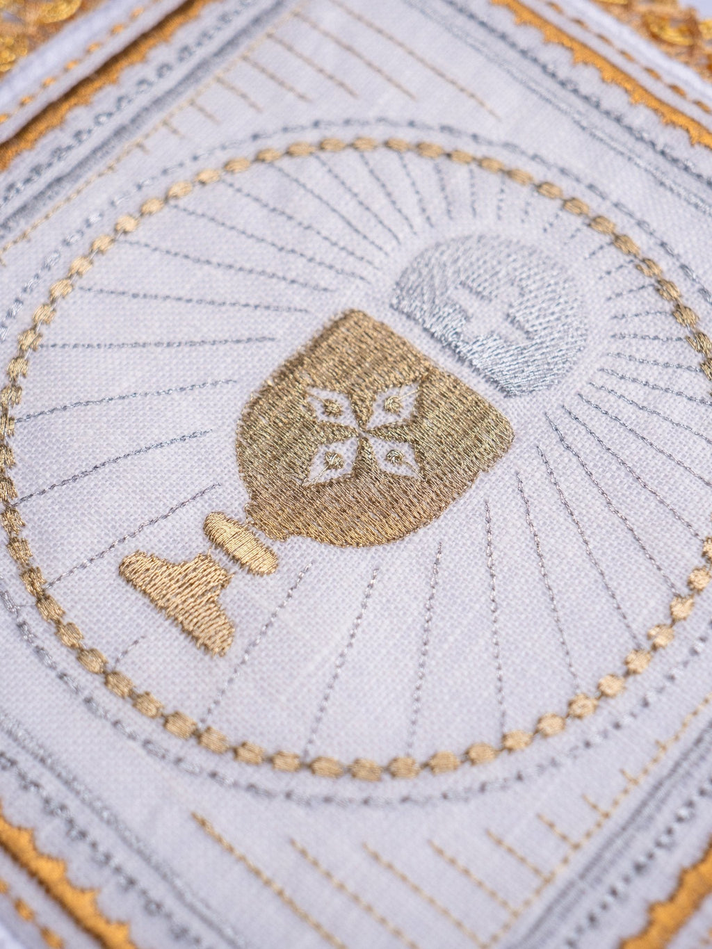 Set de calice en lin avec motif de calice et d'hostie S - 5027 - CHASUBLES.FR