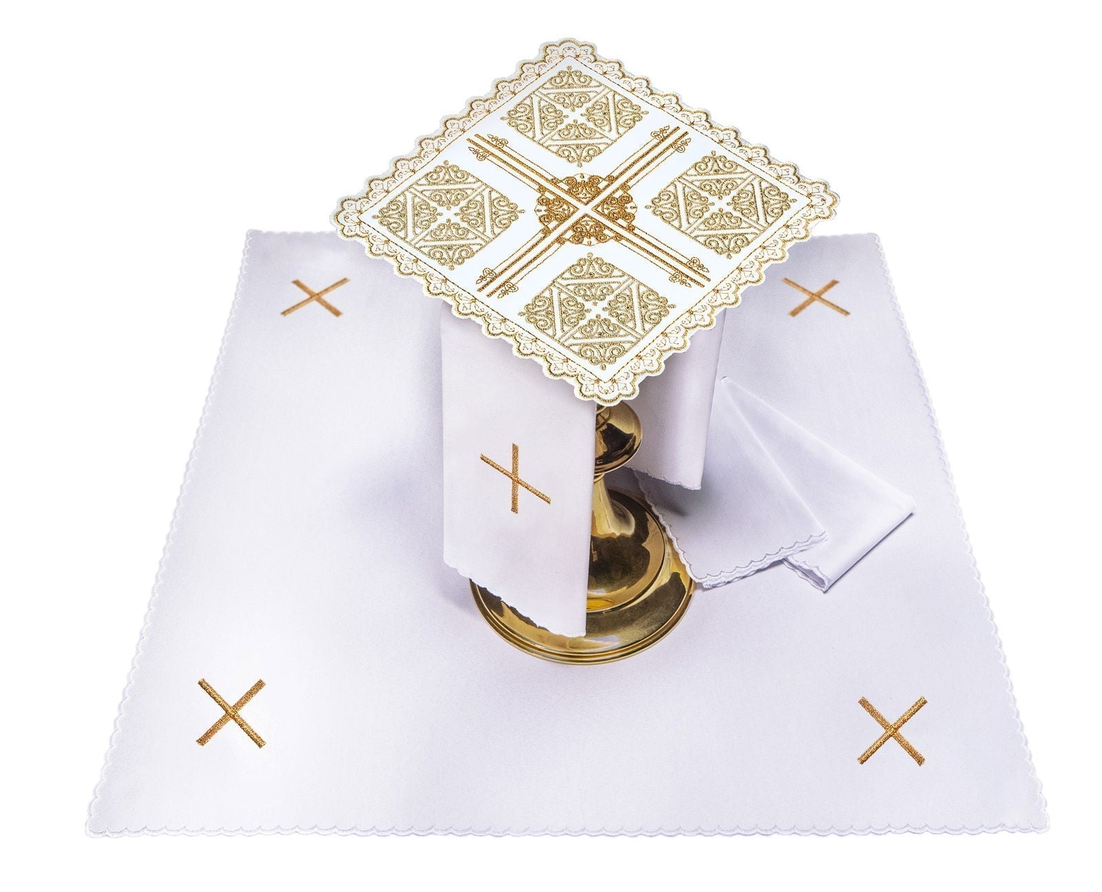 Set de tasses avec motif de croix et broderie décorative S - 5558 - CHASUBLES.FR