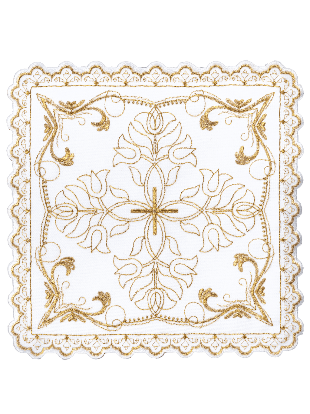 Set de tasses avec motif en croix et broderie florale décorative S - 5557 - CHASUBLES.FR