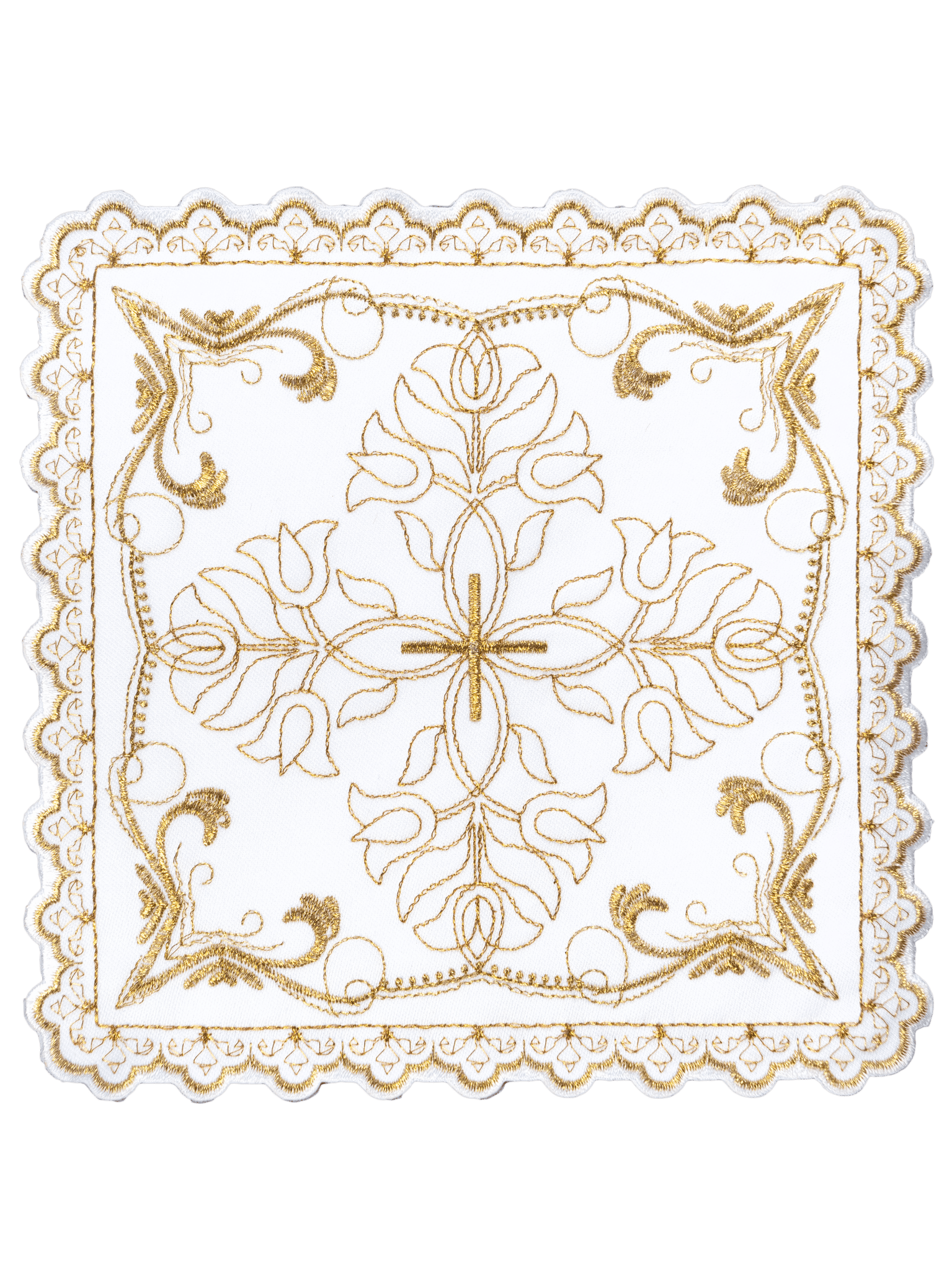 Set de tasses avec motif en croix et broderie florale décorative S - 5557 - CHASUBLES.FR