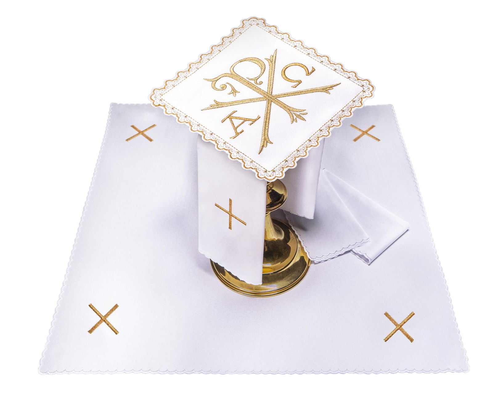 Set de tasses avec motif PAX et lettres Alpha et Omega S - 5552 - CHASUBLES.FR