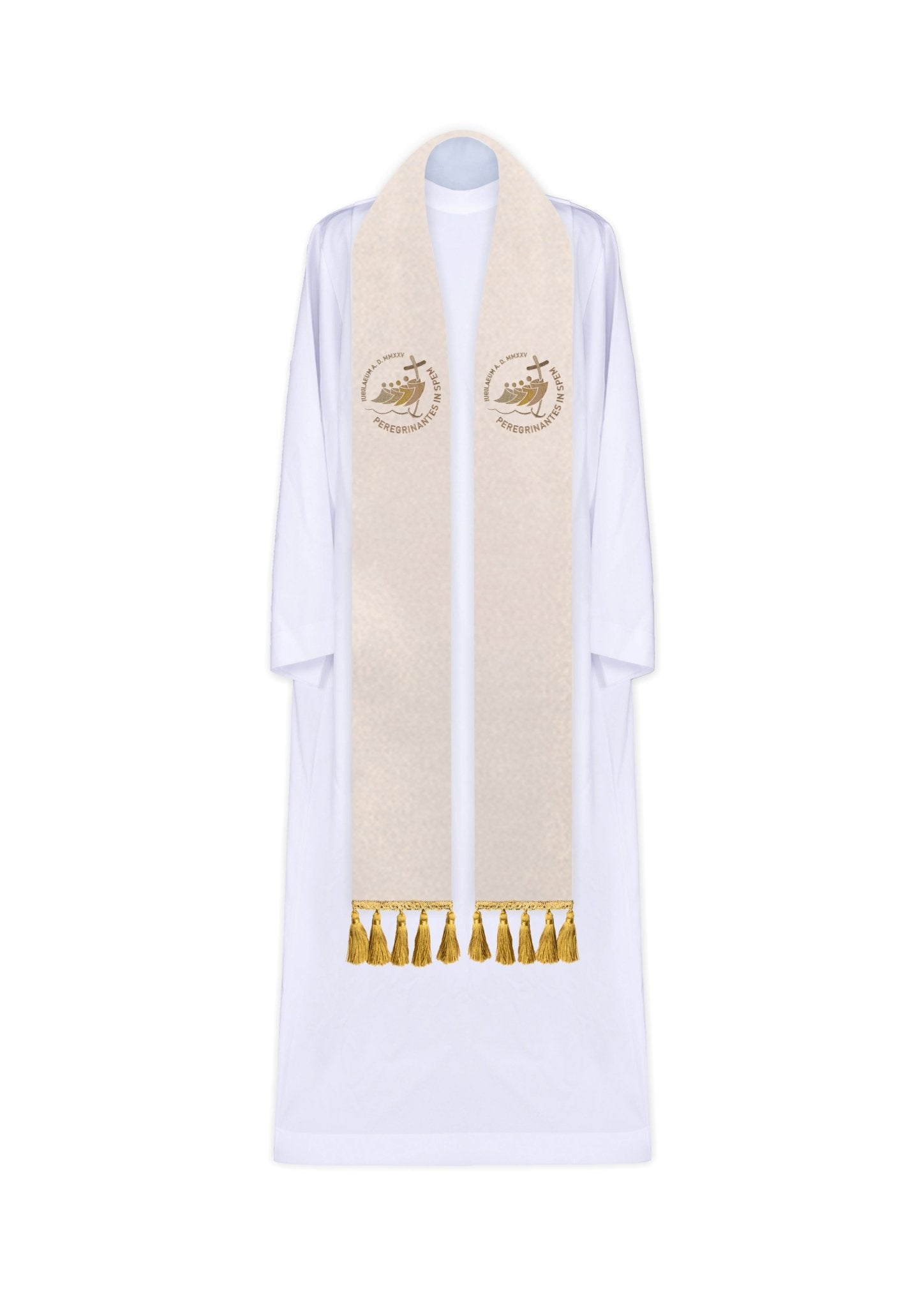 Stole avec broderie JUBILEE ROME 2025 en Ecru JR/025/05/54 - CHASUBLES.FR