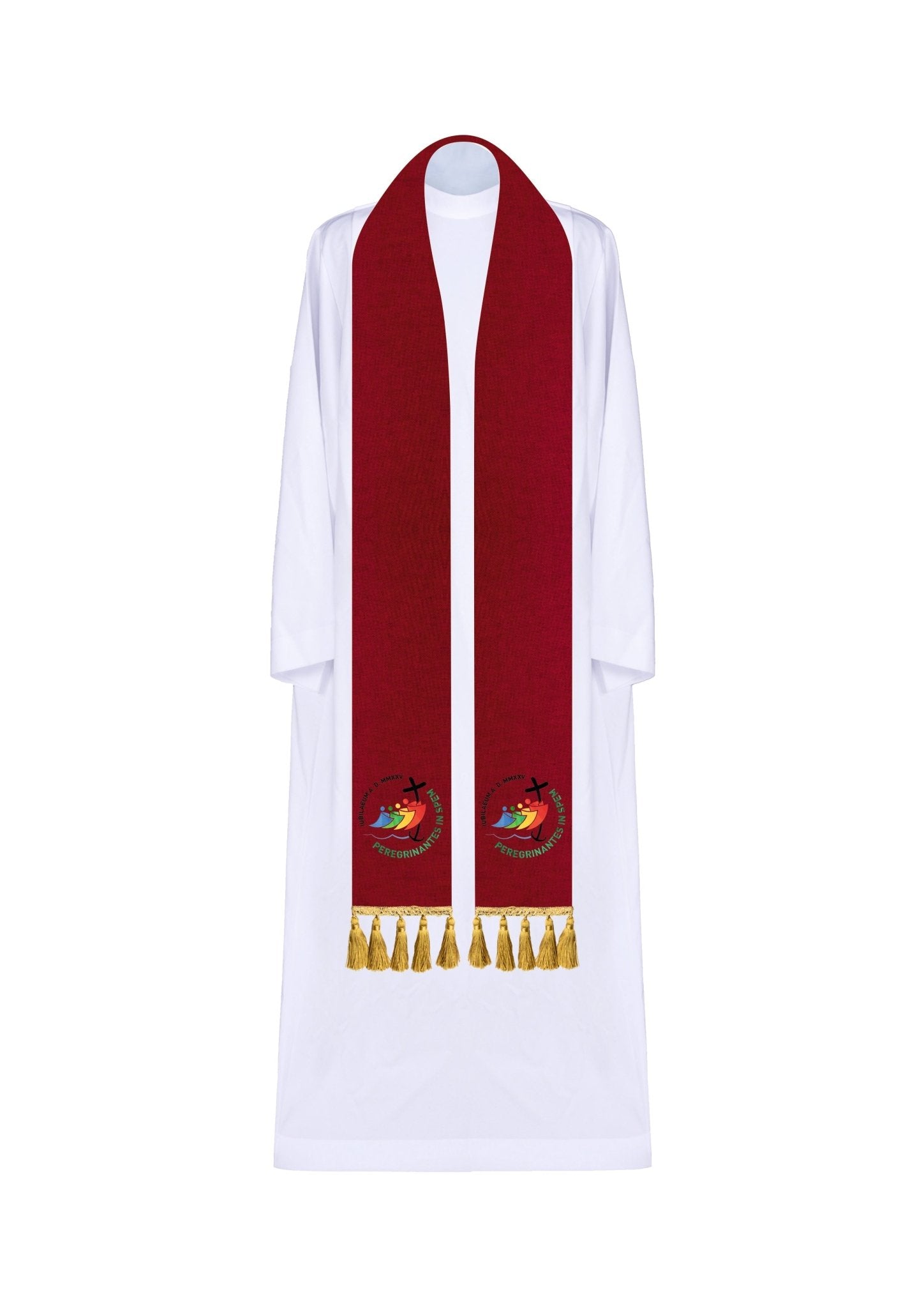 Stole avec broderie JUBILEE ROME 2025 en Rouge JR/001/02/70 - CHASUBLES.FR