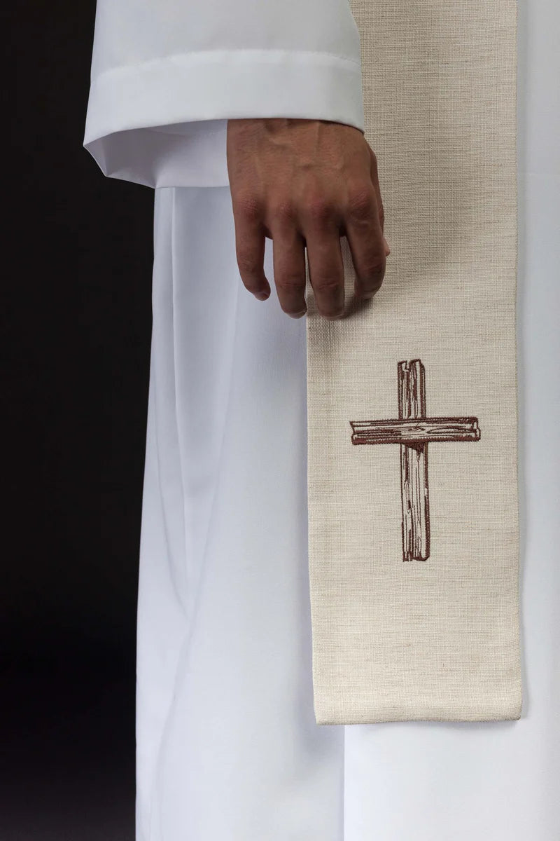 Étole brodée "Jésus bon berger" écru