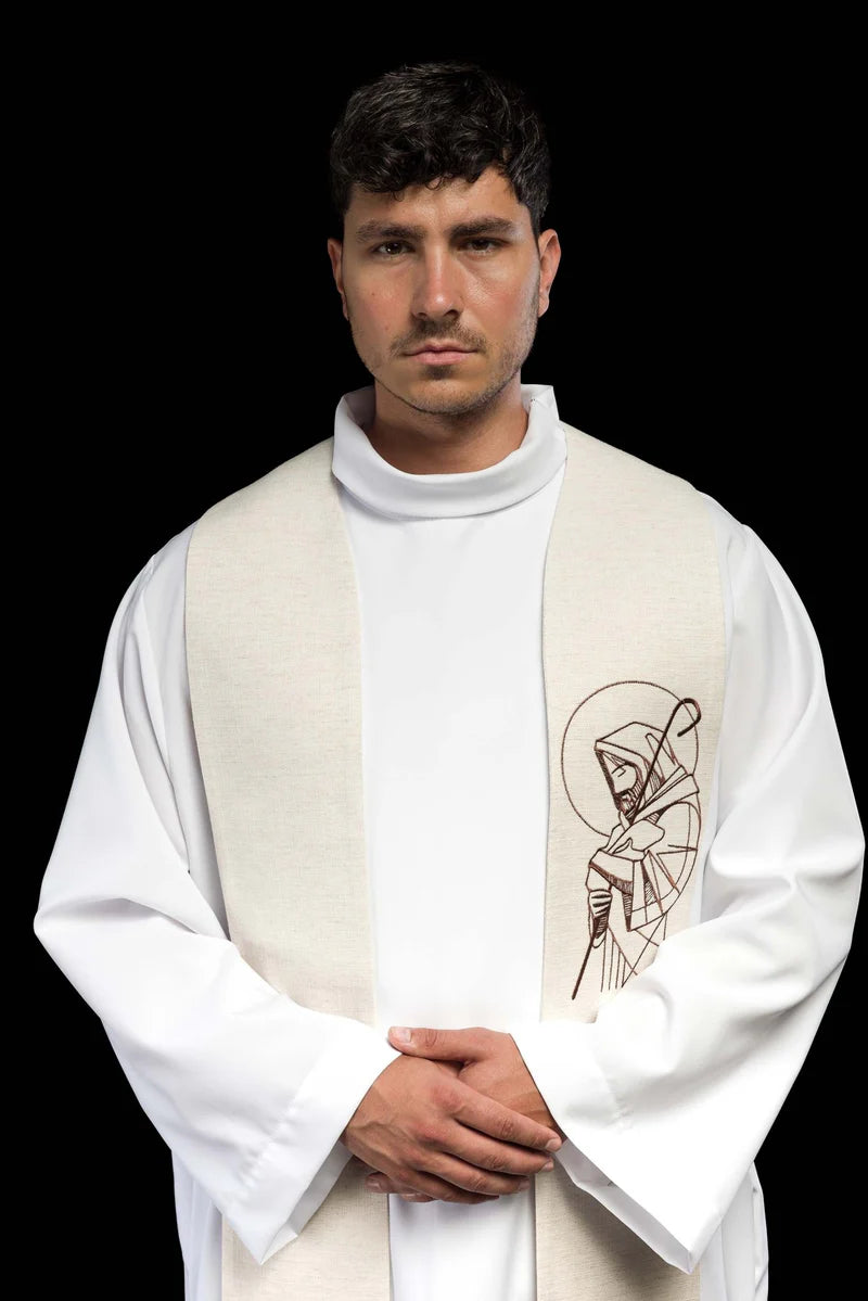 Étole brodée "Jésus bon berger" écru