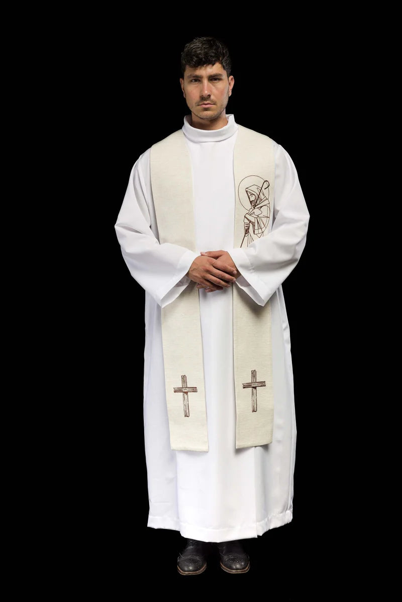 Étole brodée "Jésus bon berger" écru
