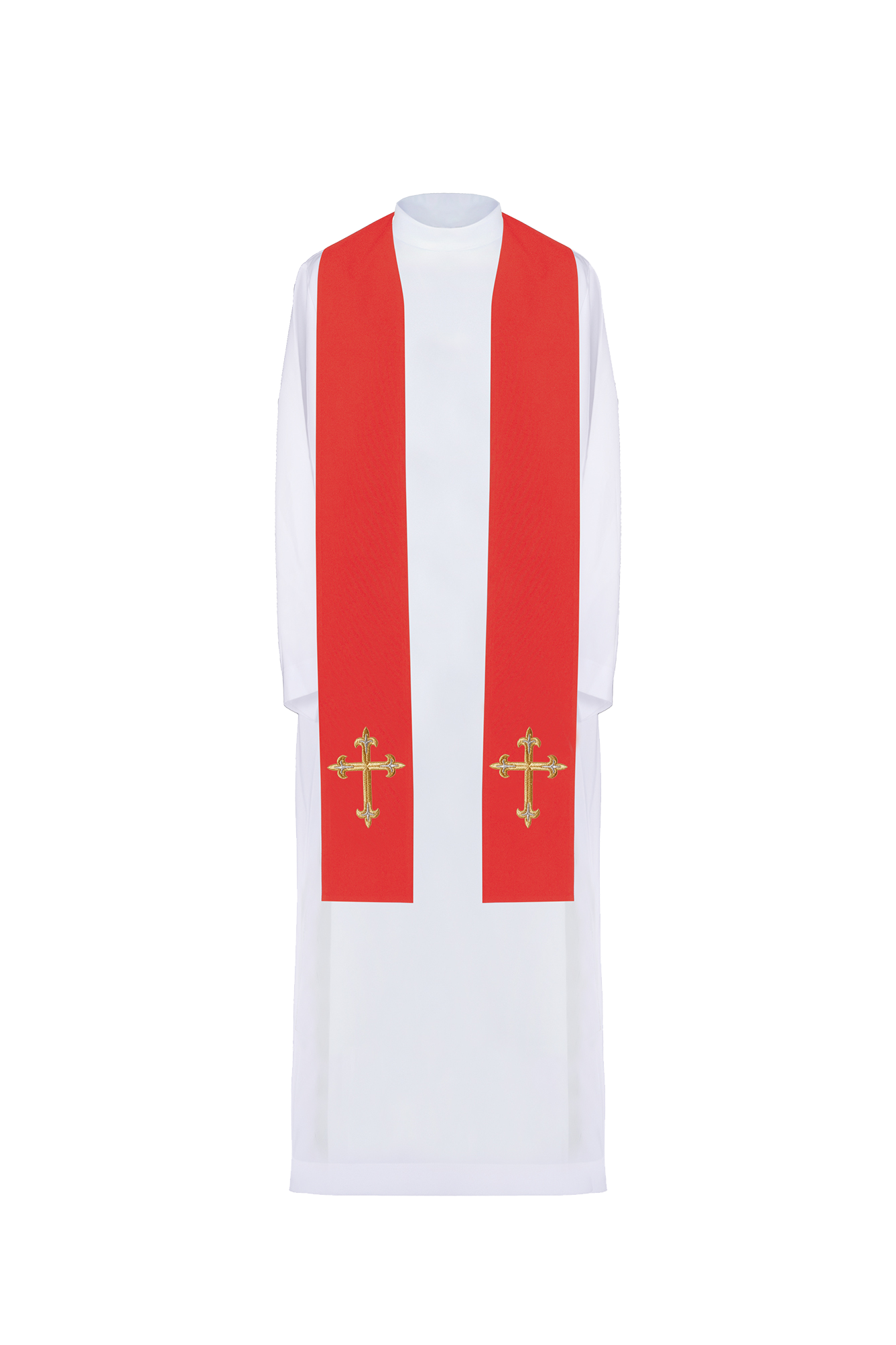 Étole de prêtre brodée Croix Rouge