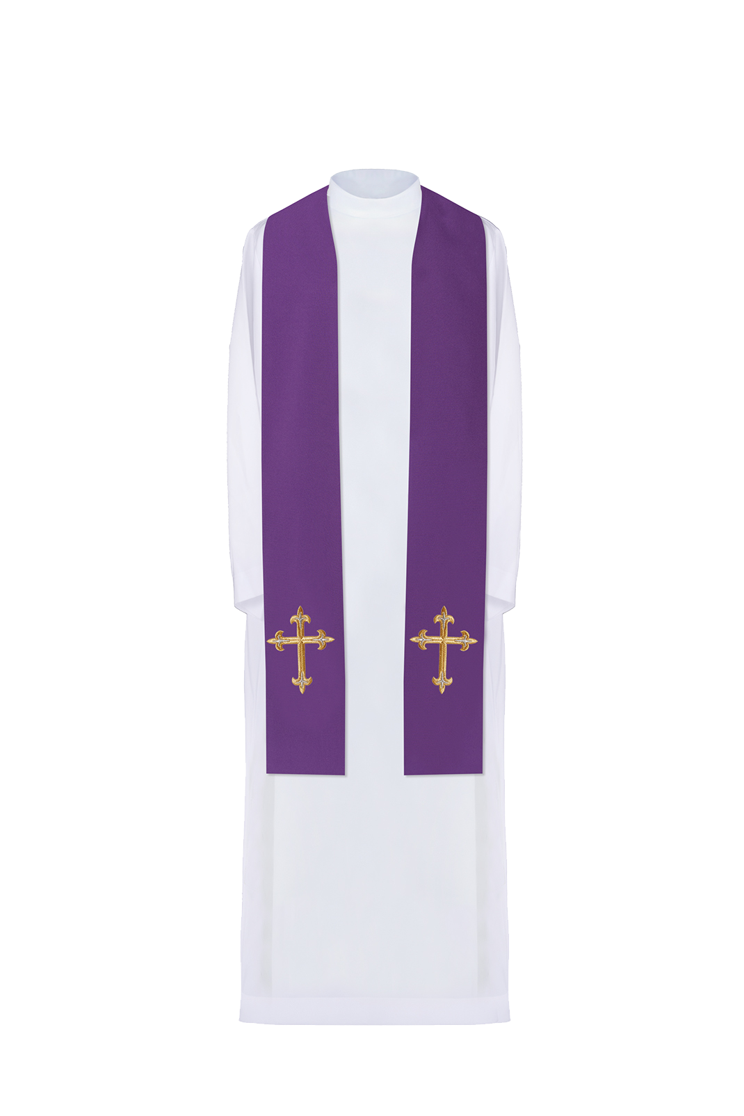 Étole de prêtre brodée de la croix violette