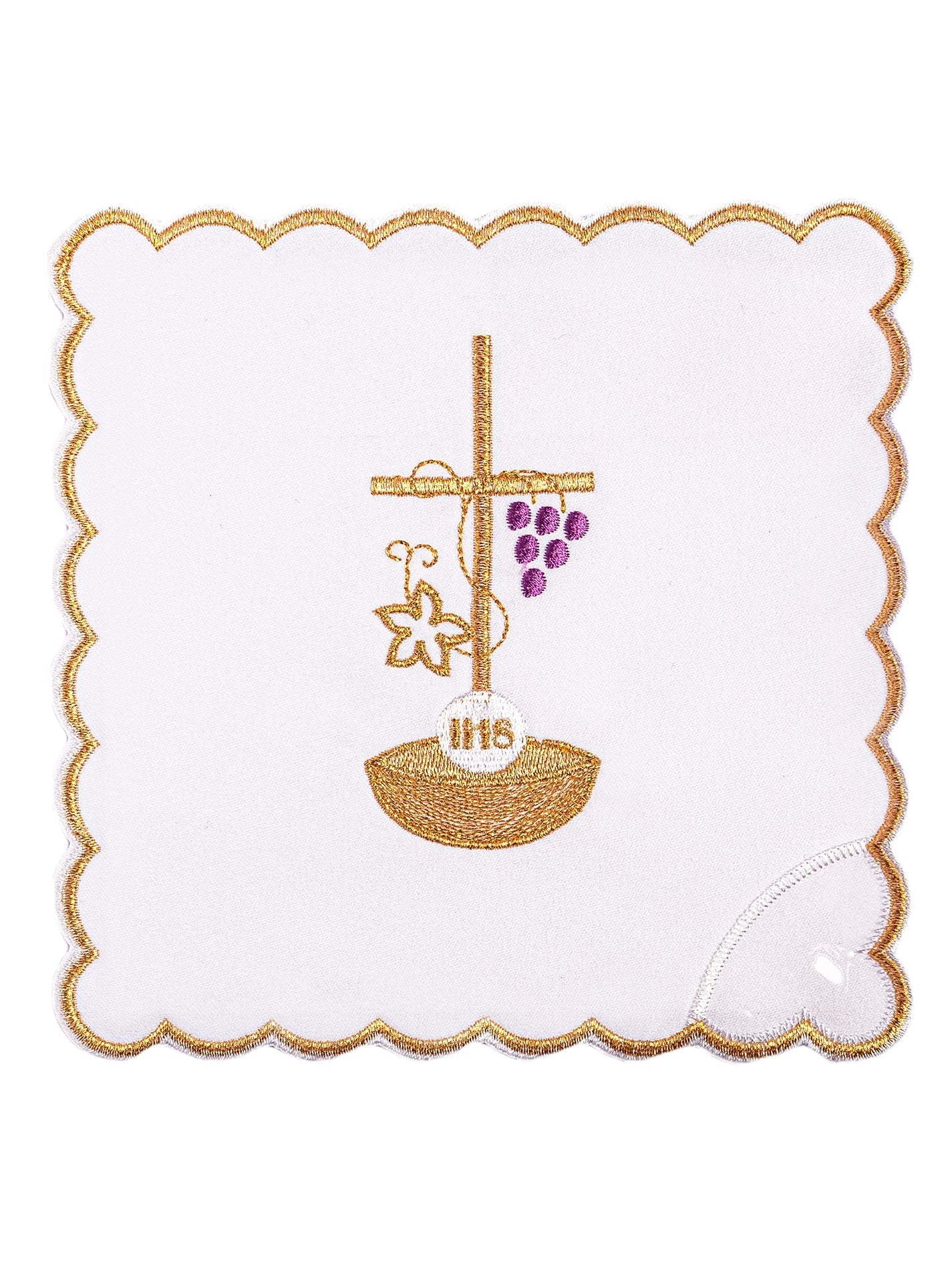 Tasse simple en lin avec broderie dorée KK/063/04 - CHASUBLES.FR