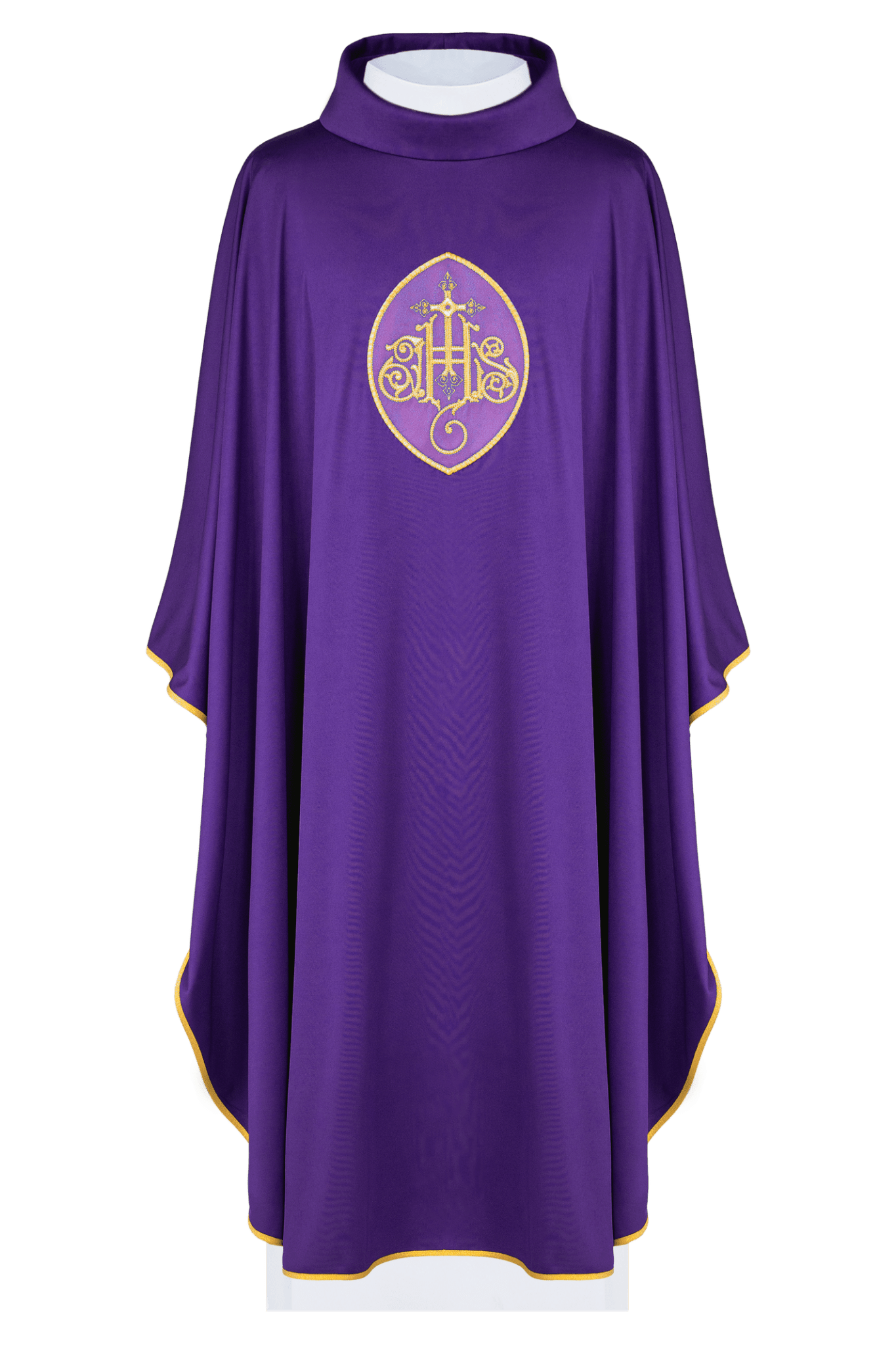 Violet chasuble JHS en tissu léger SACROLITE KOR/388/03/78 - CHASUBLES.FR