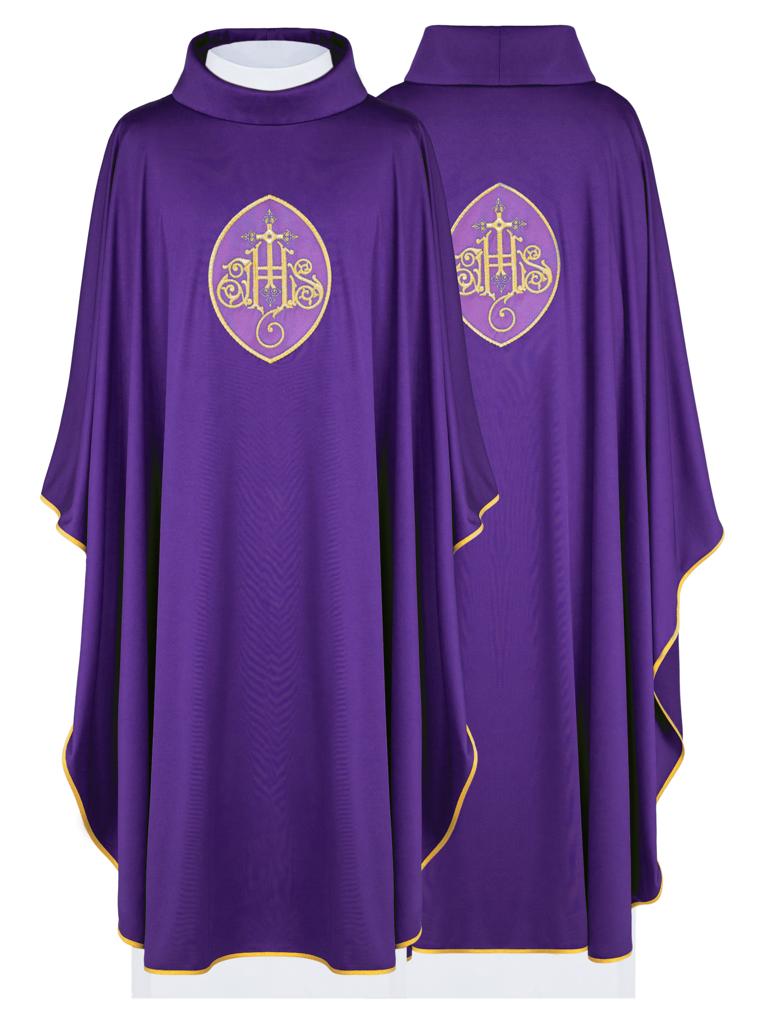 Violet chasuble JHS en tissu léger SACROLITE KOR/388/03/78 - CHASUBLES.FR