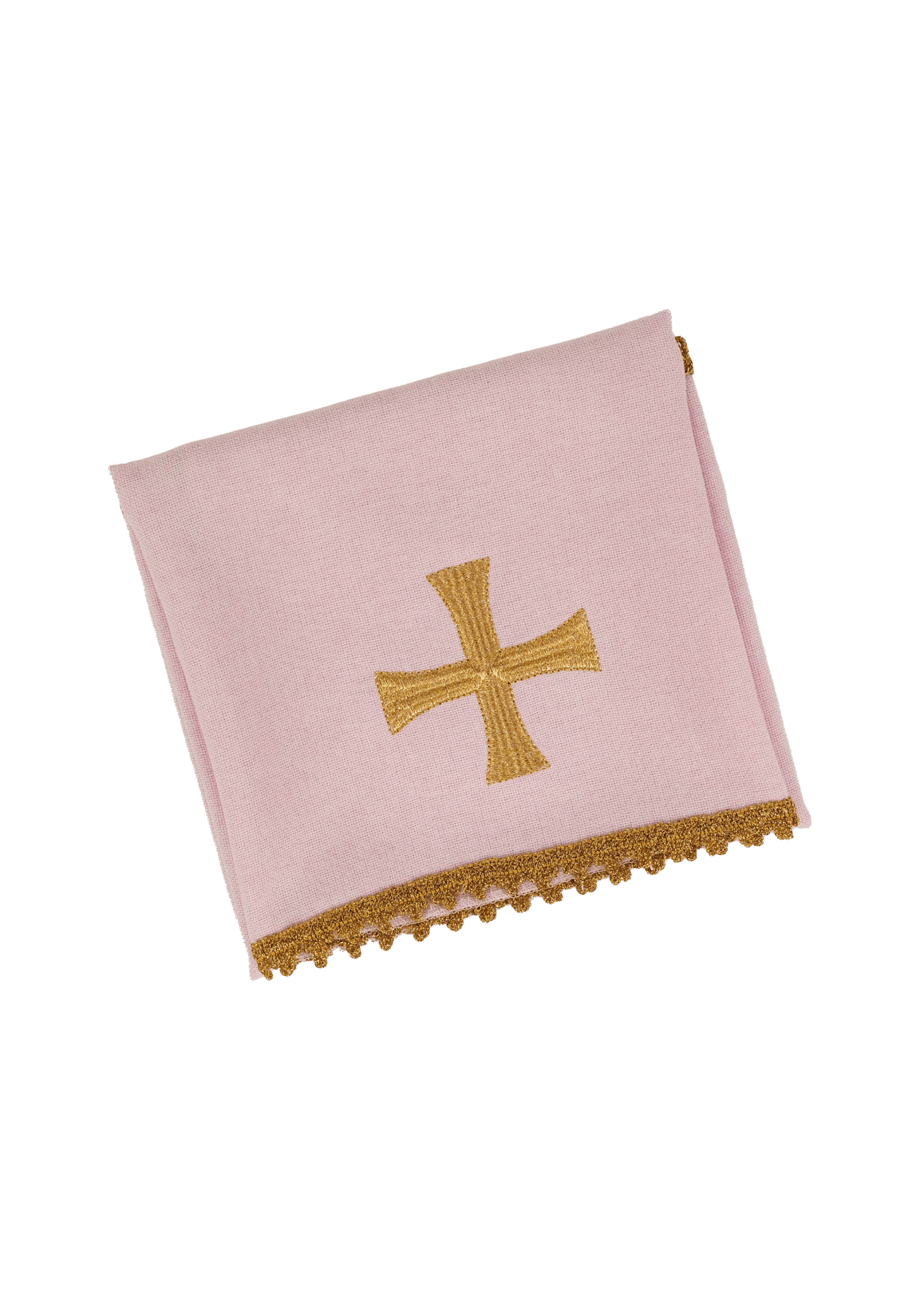 Voile de calice rose avec symbole de la croix KWB/002/08/70 50X50 - CHASUBLES.FR