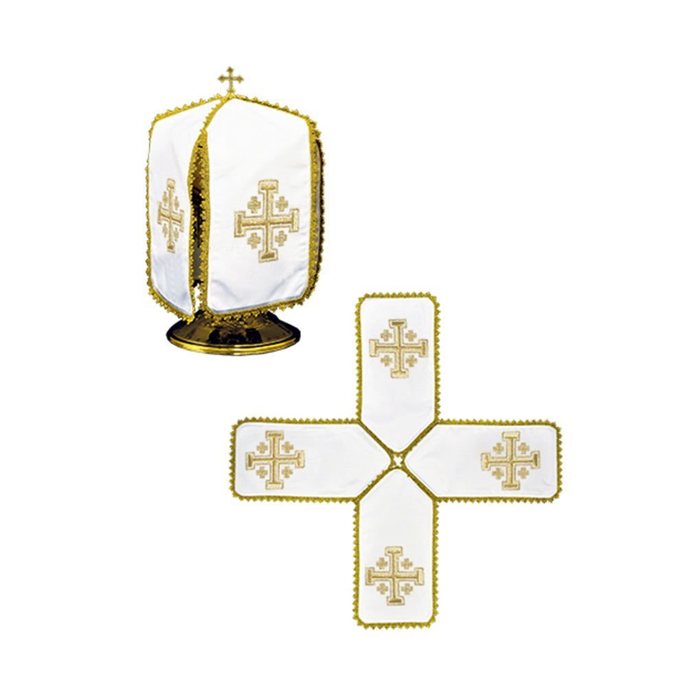 Voile de cannage avec broderie d'or KWE/030/K/04 29cm. BIAŁY - CHASUBLES.FR
