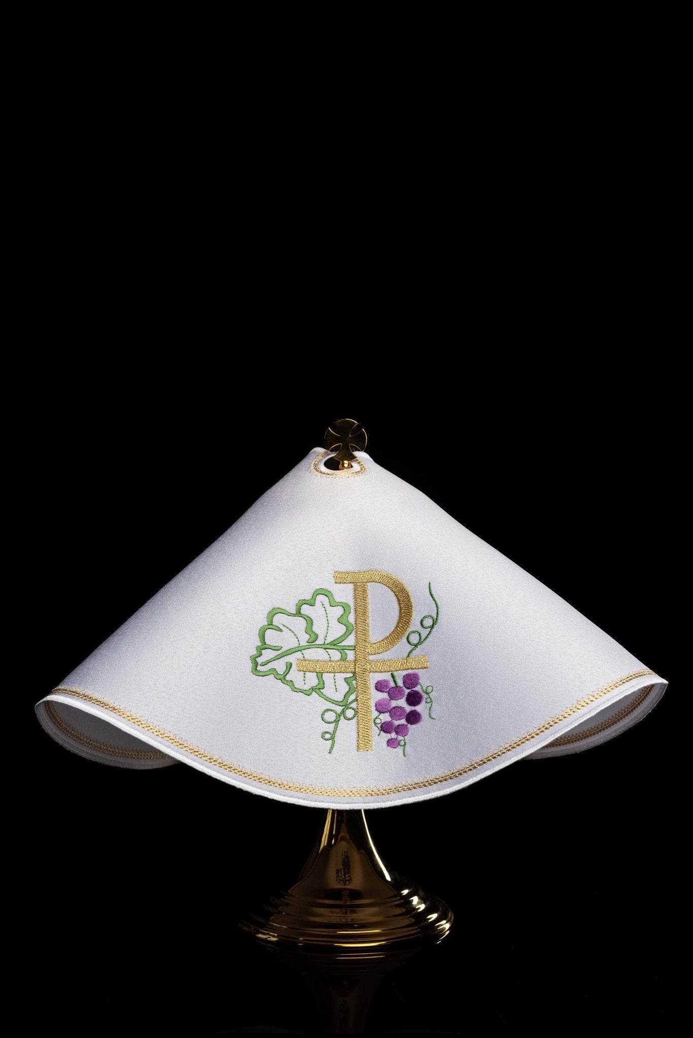 Voile de ciboire brodé avec motif PAX KWE/002/C/04 45cm BIAŁY - CHASUBLES.FR